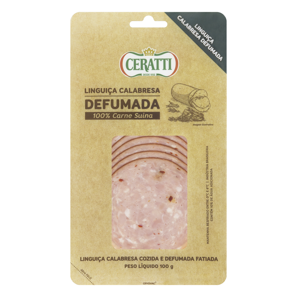 Lingui&ccedil;a Calabresa Cozida e Defumada Fatiada Ceratti 100g