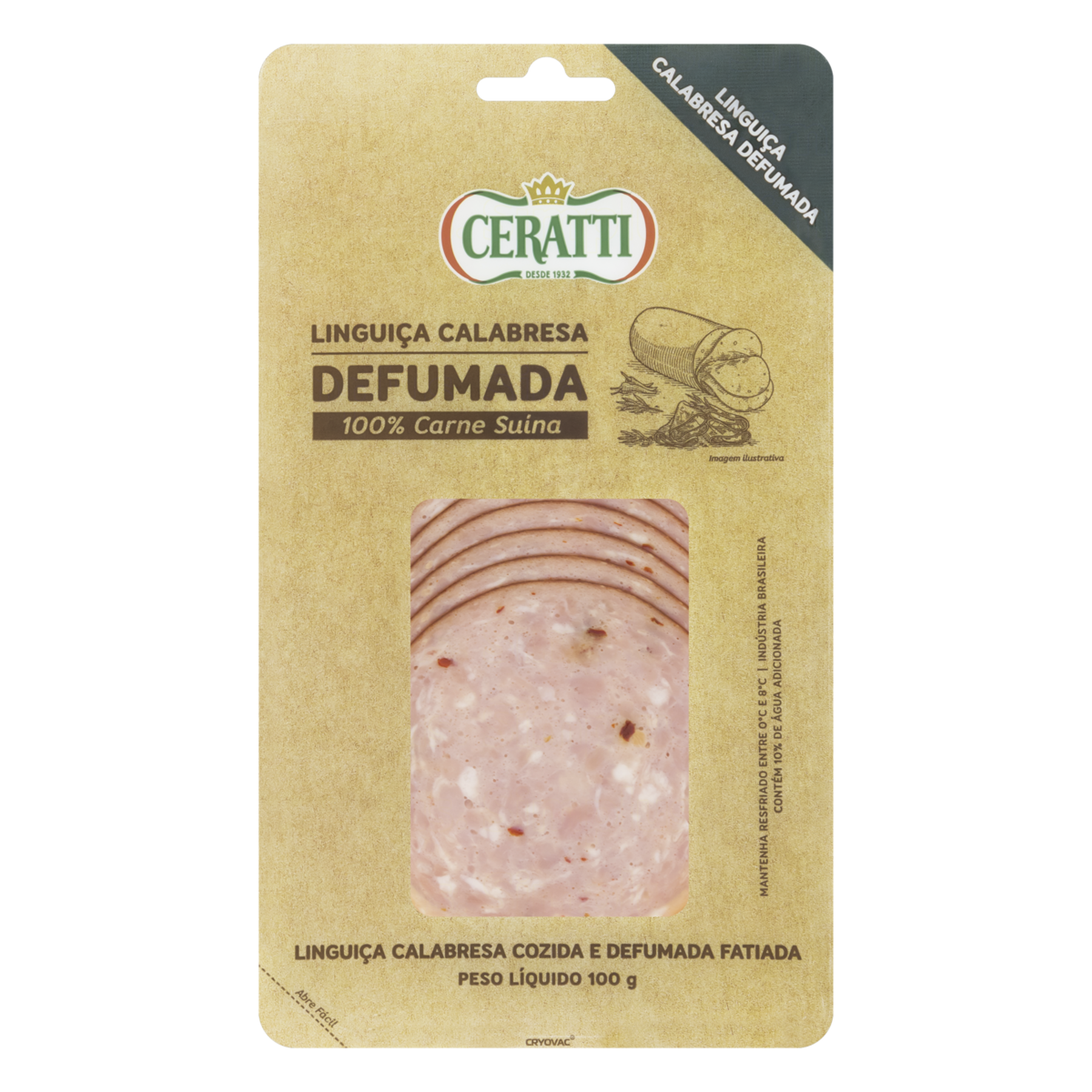 Linguiça Calabresa Cozida e Defumada Fatiada Ceratti 100g