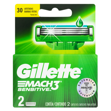 Carga de Aparelho para Barbear Gillette Mach3 Sensitive 2 Unidades