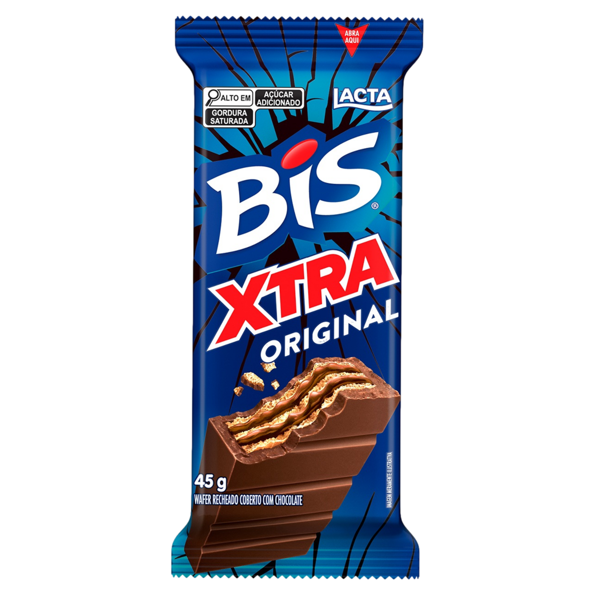 Wafer Cobertura Chocolate Bis Xtra Lacta Pacote 45g
