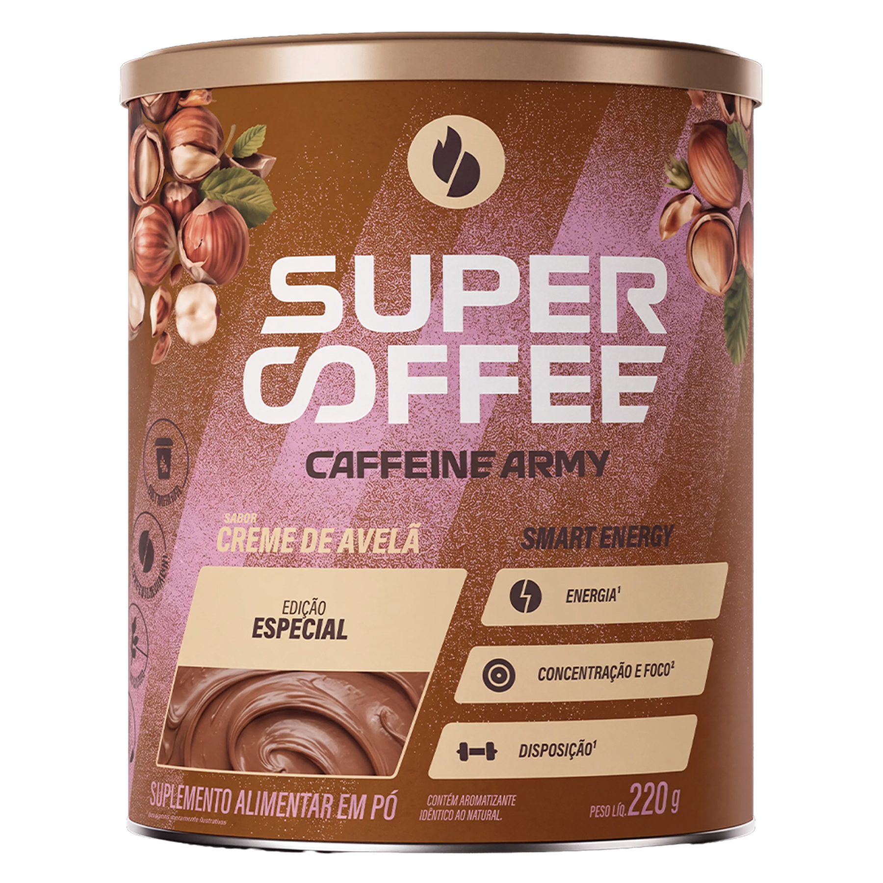 Suplemento Alimentar em P&oacute; Creme de Avel&atilde; Super Coffee Lata 220g