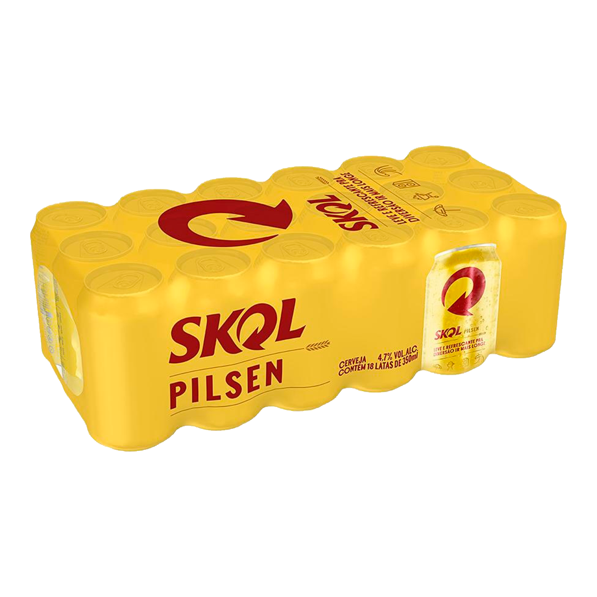 Cerveja Pilsen Skol Lata 350ml - Pack C/18 Unidades