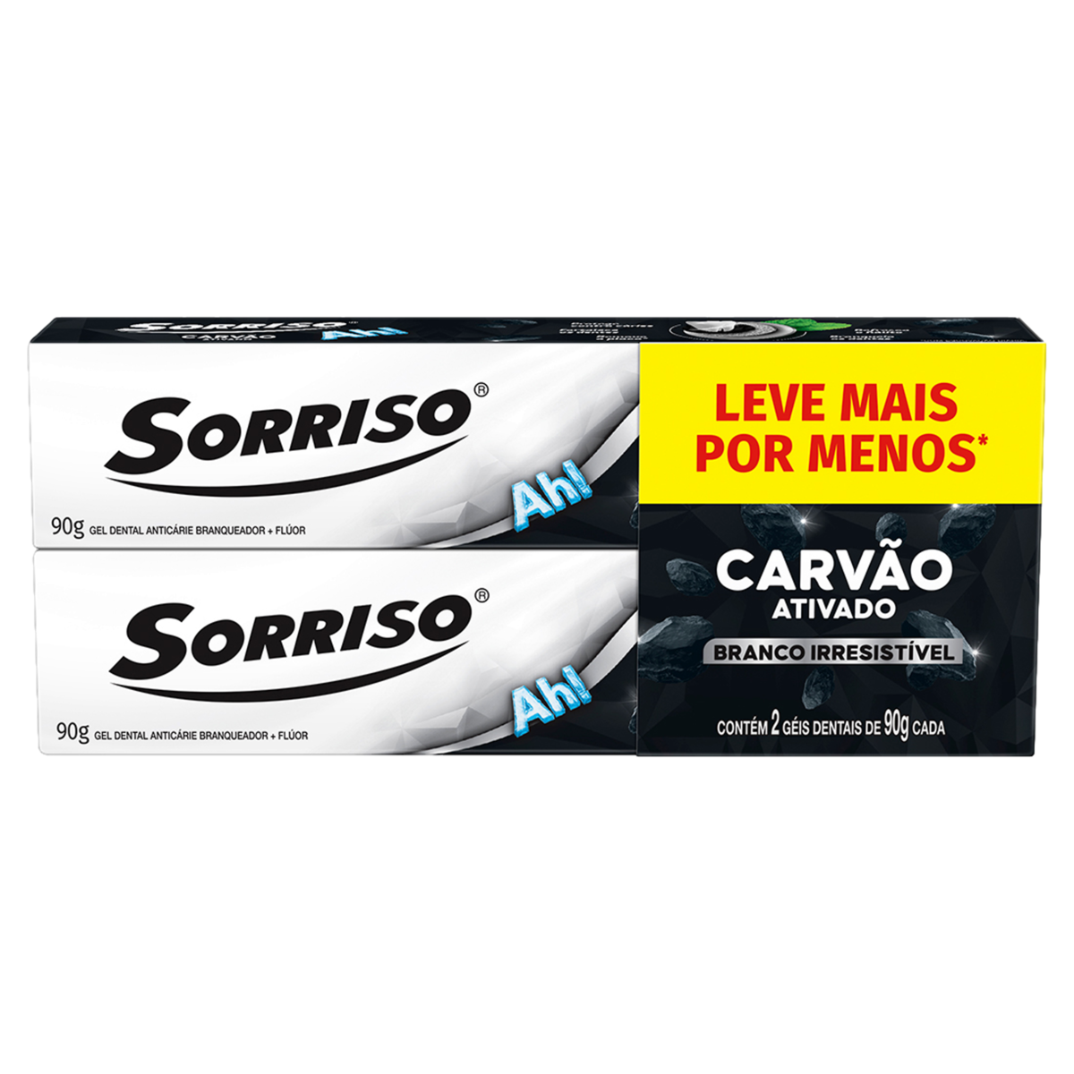 Gel Dental Carv&atilde;o Ativado Branco Irresist&iacute;vel Sorriso Caixa C/2 Unidades 90g Cada - Embalagem Leve Mais Pague Menos