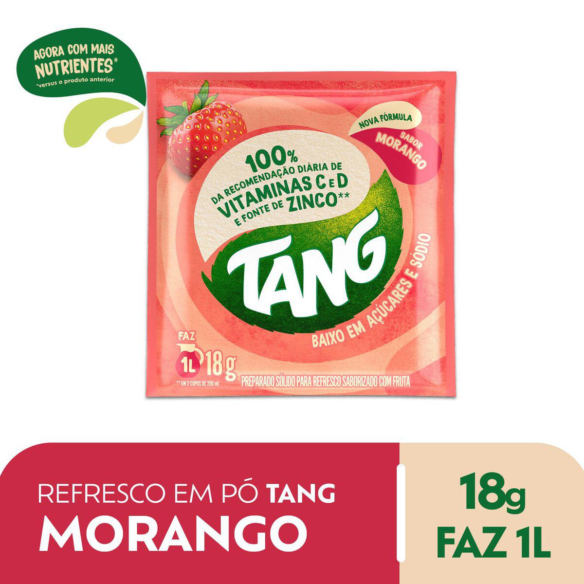 Refresco em P&oacute; Morango Tang Pacote 18g