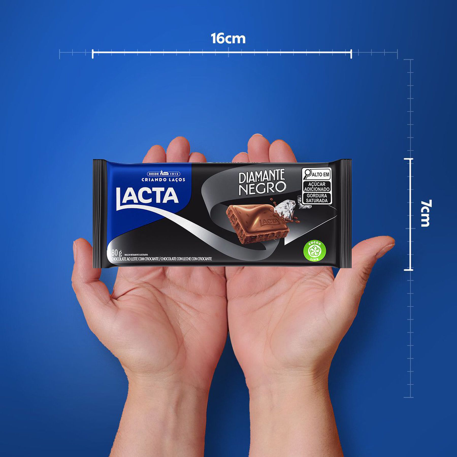 Barra de Chocolate ao Leite Diamante Negro Lacta Pacote 80g