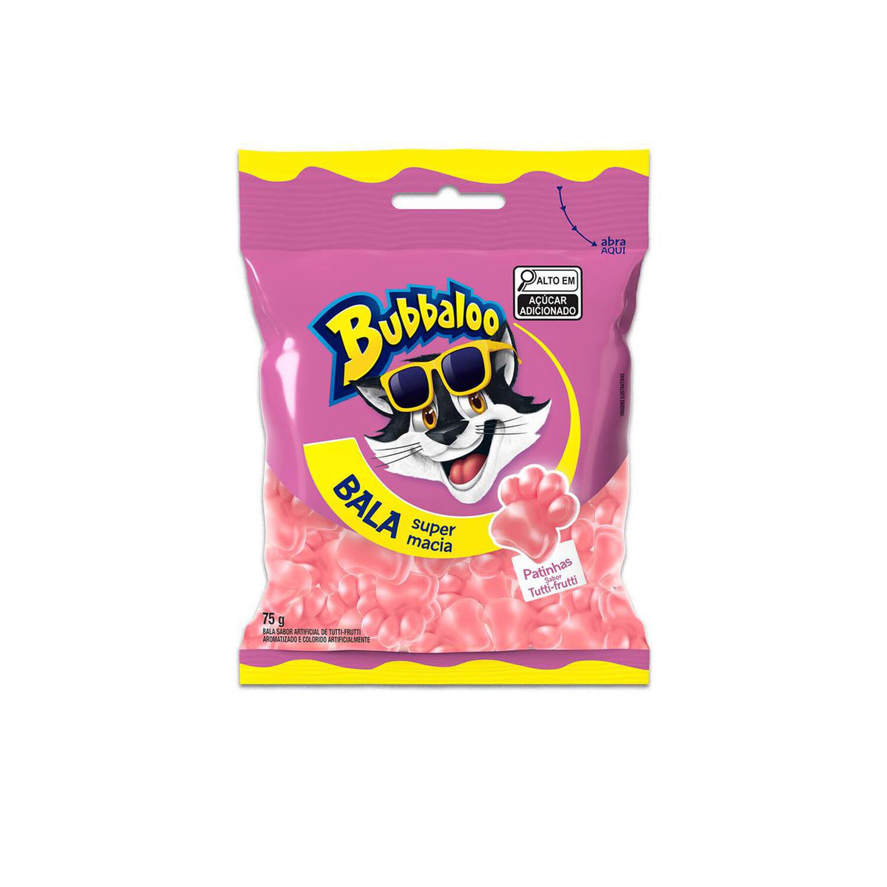 Bala Tutti Frutti Patinhas Bubbaloo Pacote 75g