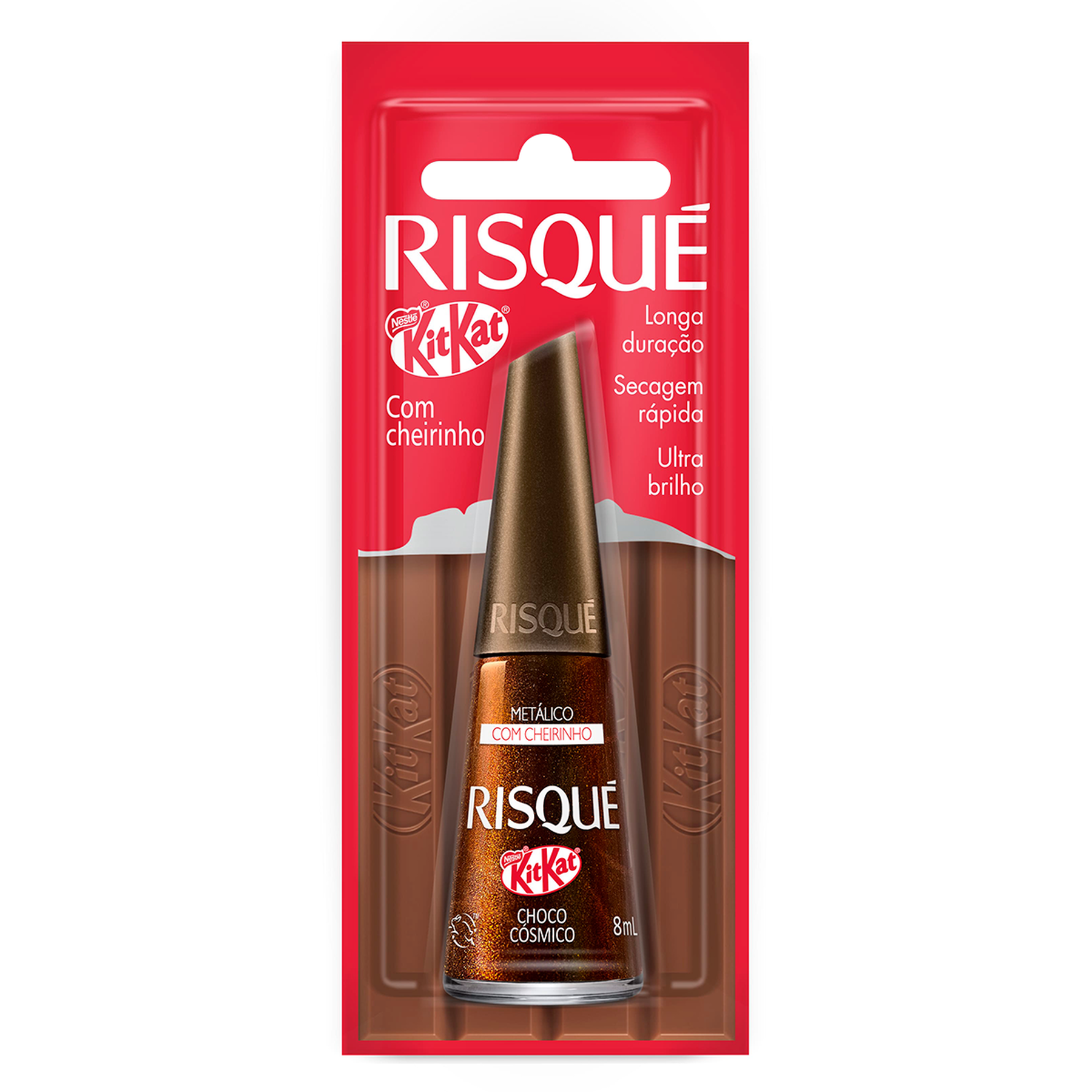 Esmalte Risqu&eacute; Kitkat Met&aacute;lico Choco C&oacute;smico Frasco 8ml