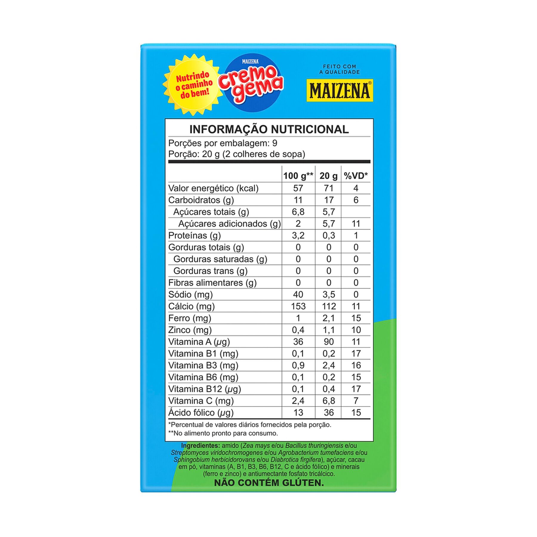 Mingau Chocolate Cremogema Maizena Caixa 180g