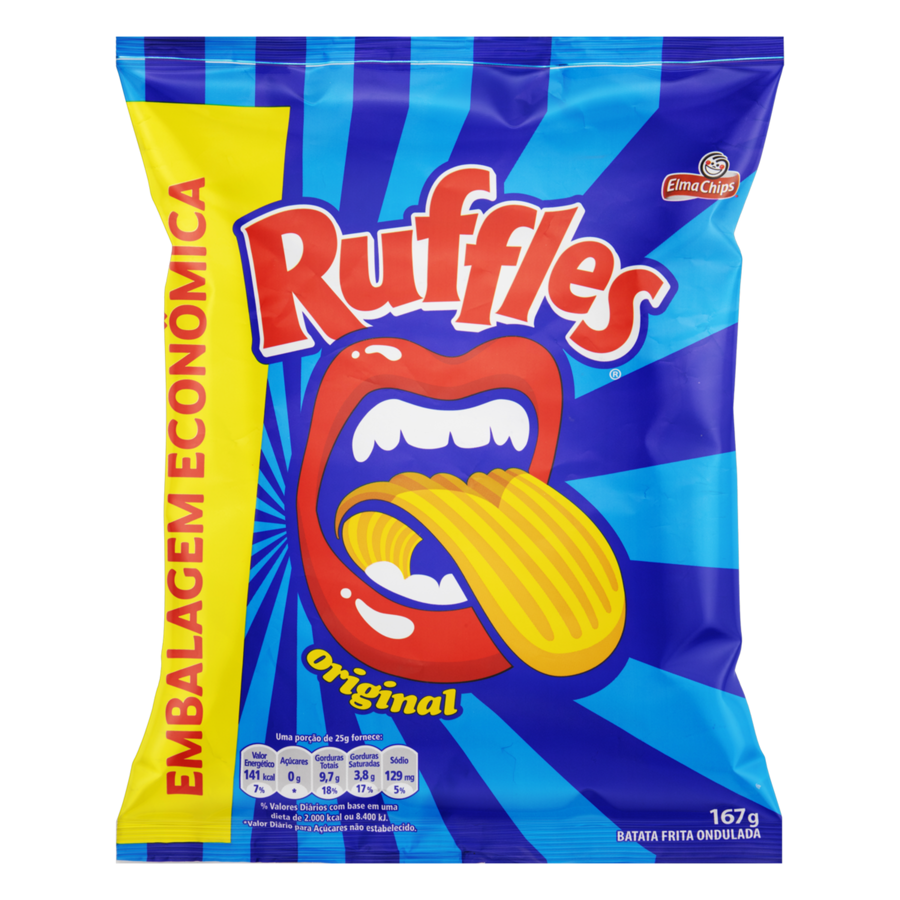 Batata Frita Ondulada Original Elma Chips Ruffles Pacote 167g - Embalagem Econ&ocirc;mica&nbsp;