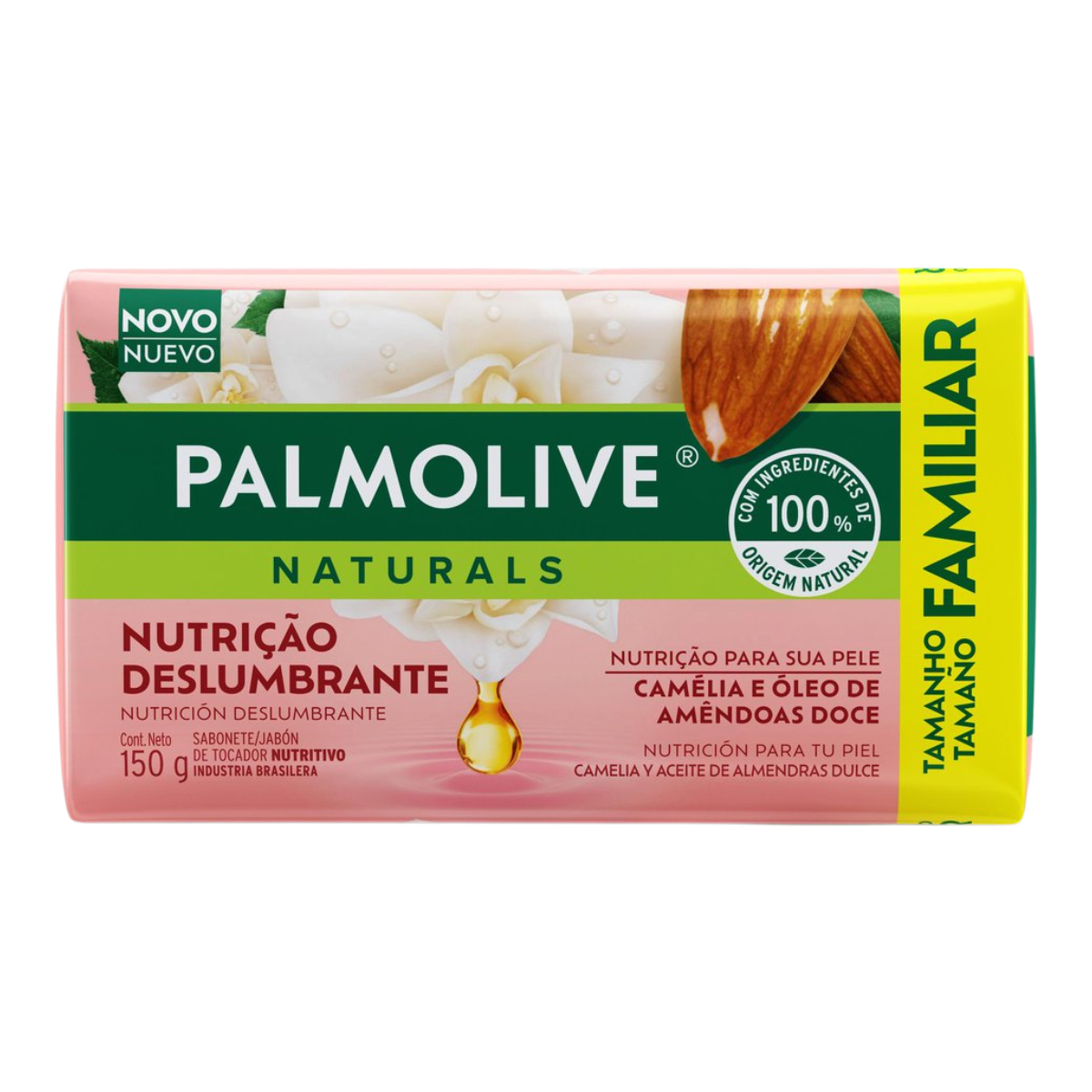 Sabonete Barra Cam&eacute;lia e &Oacute;leo de Am&ecirc;ndoas Doce Palmolive Naturals Nutri&ccedil;&atilde;o Deslumbrante Envolt&oacute;rio 150g Tamanho Familiar