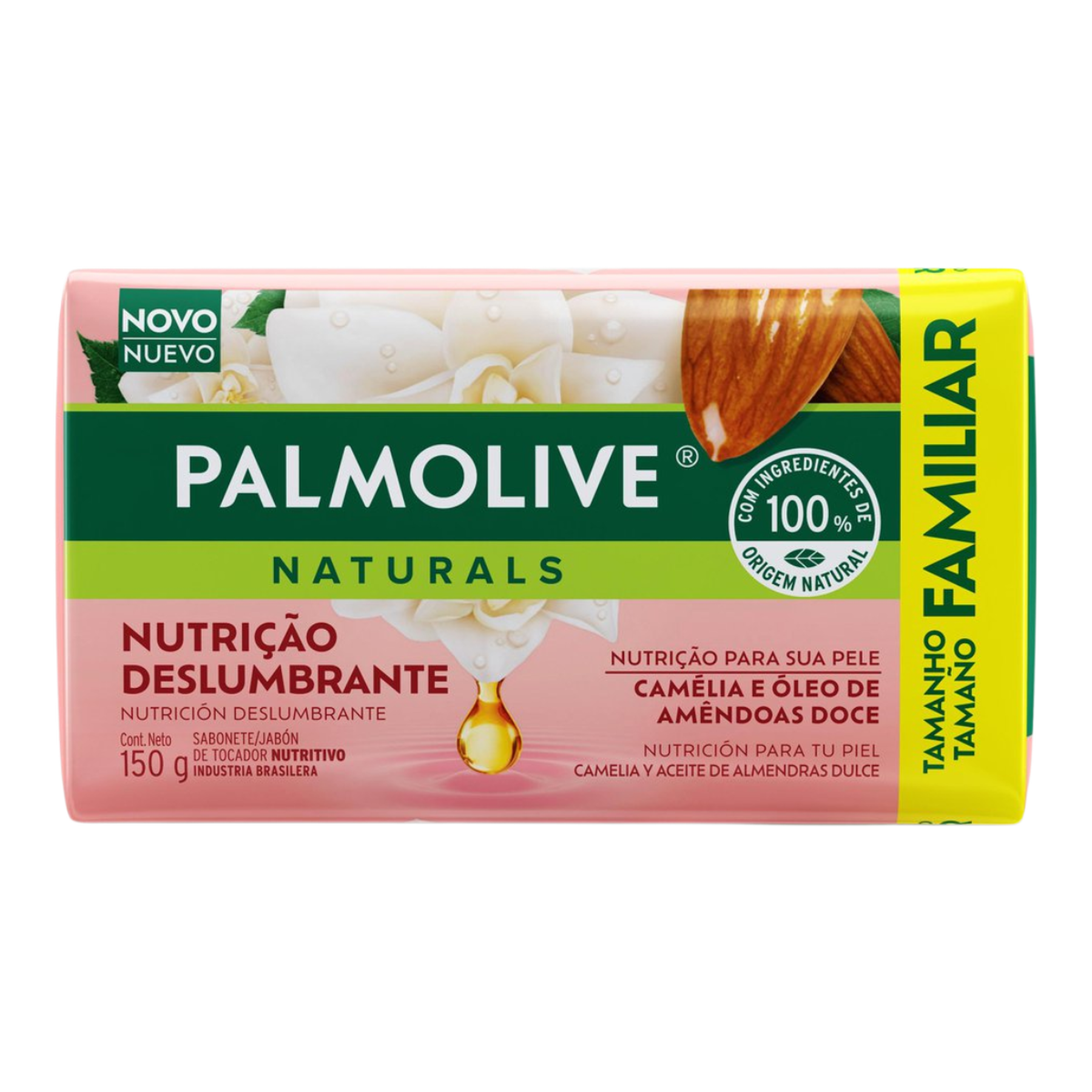 Sabonete Barra Cam&eacute;lia e &Oacute;leo de Am&ecirc;ndoas Doce Palmolive Naturals Nutri&ccedil;&atilde;o Deslumbrante Envolt&oacute;rio 150g Tamanho Familiar