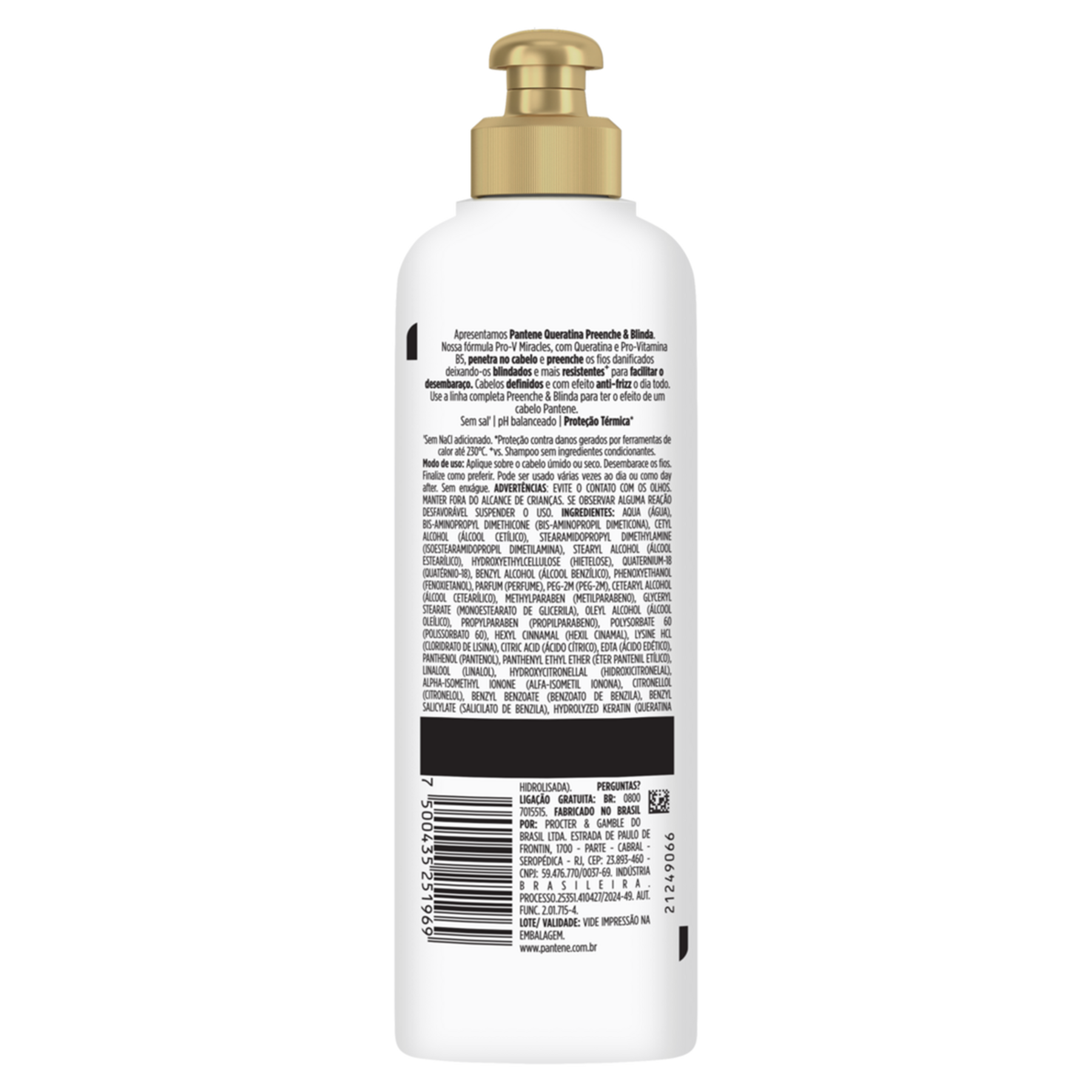 Creme para Pentear Queratina Preenche e Blinda Pantene Frasco 240g