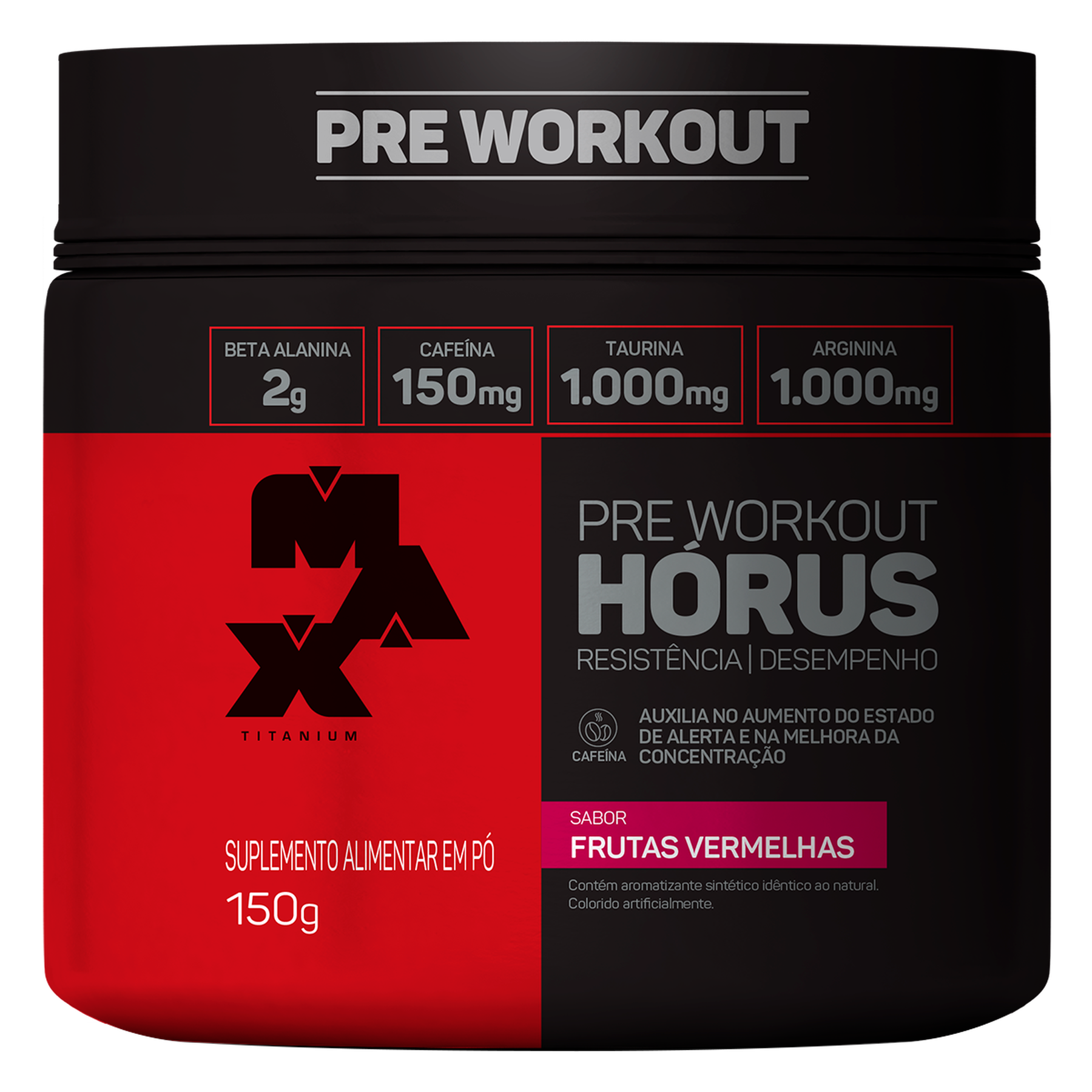 Pr&eacute;-Treino Frutas Vermelhas H&oacute;rus Max Titanium Pote 150g