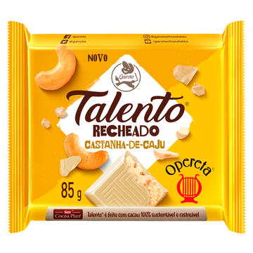 Chocolate Branco Opereta Recheio Castanha-de-Caju Garoto Talento Pacote 85g
