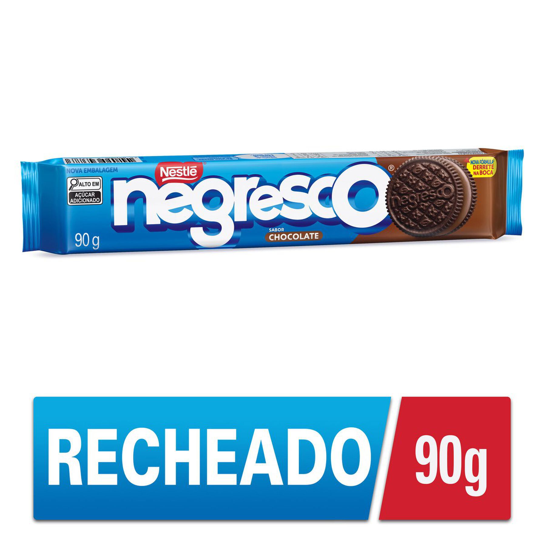 Biscoito Chocolate Recheio Chocolate Negresco Nestlé Pacote 90g