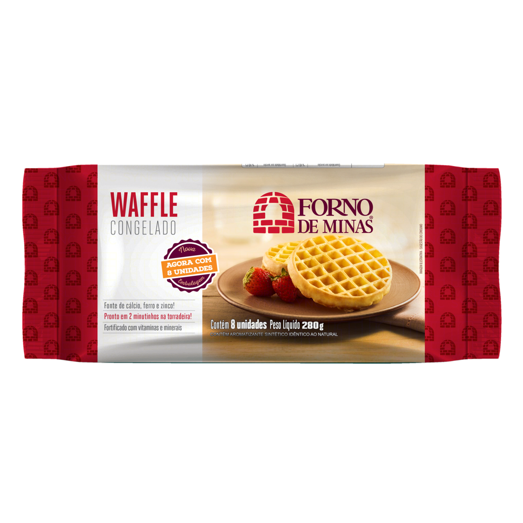 Waffle Congelado Tradicional Forno de Minas Pacote 280g C/8 Unidades