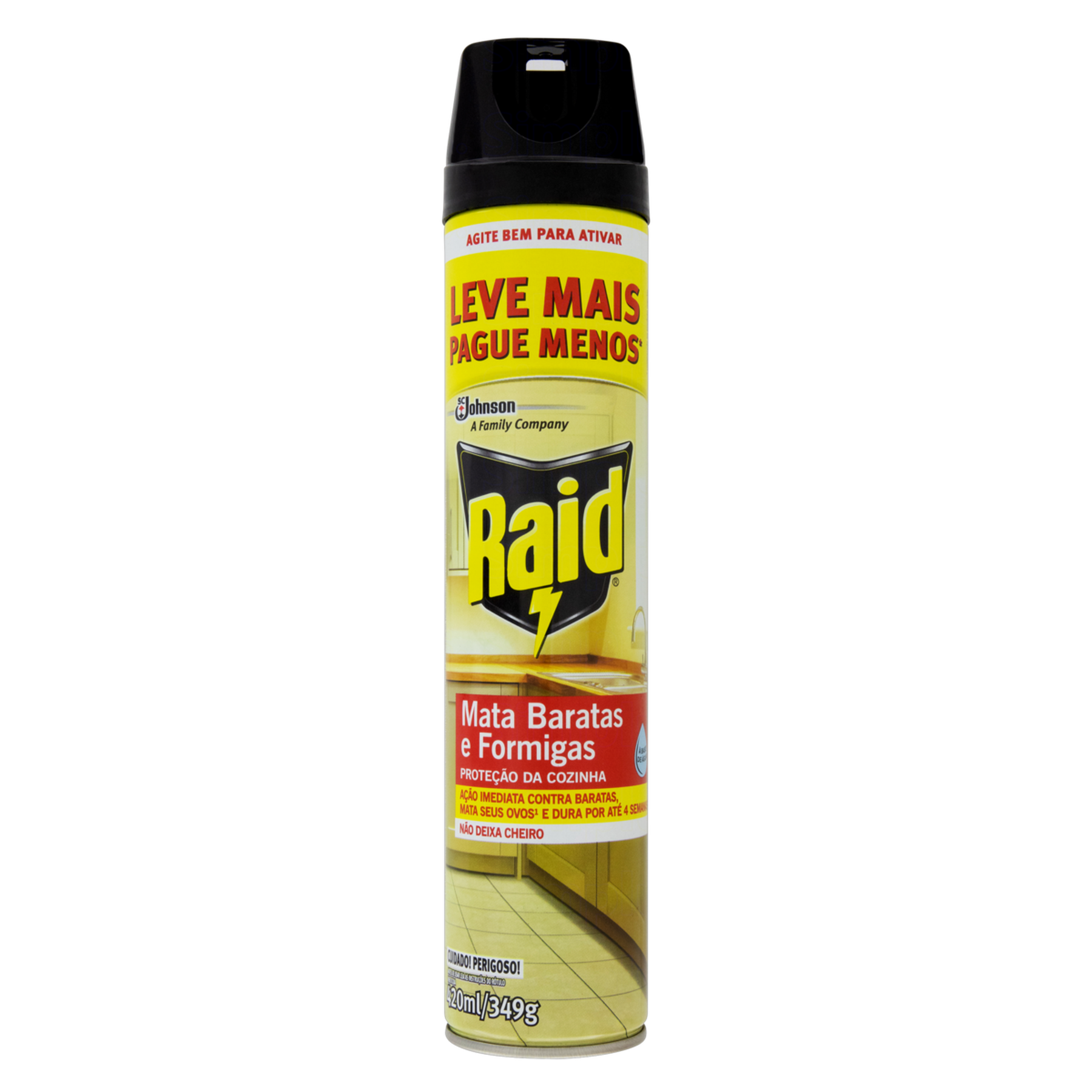 Inseticida Aerossol Mata Baratas e Formigas Base Água Raid Frasco 420ml Leve Mais Pague Menos