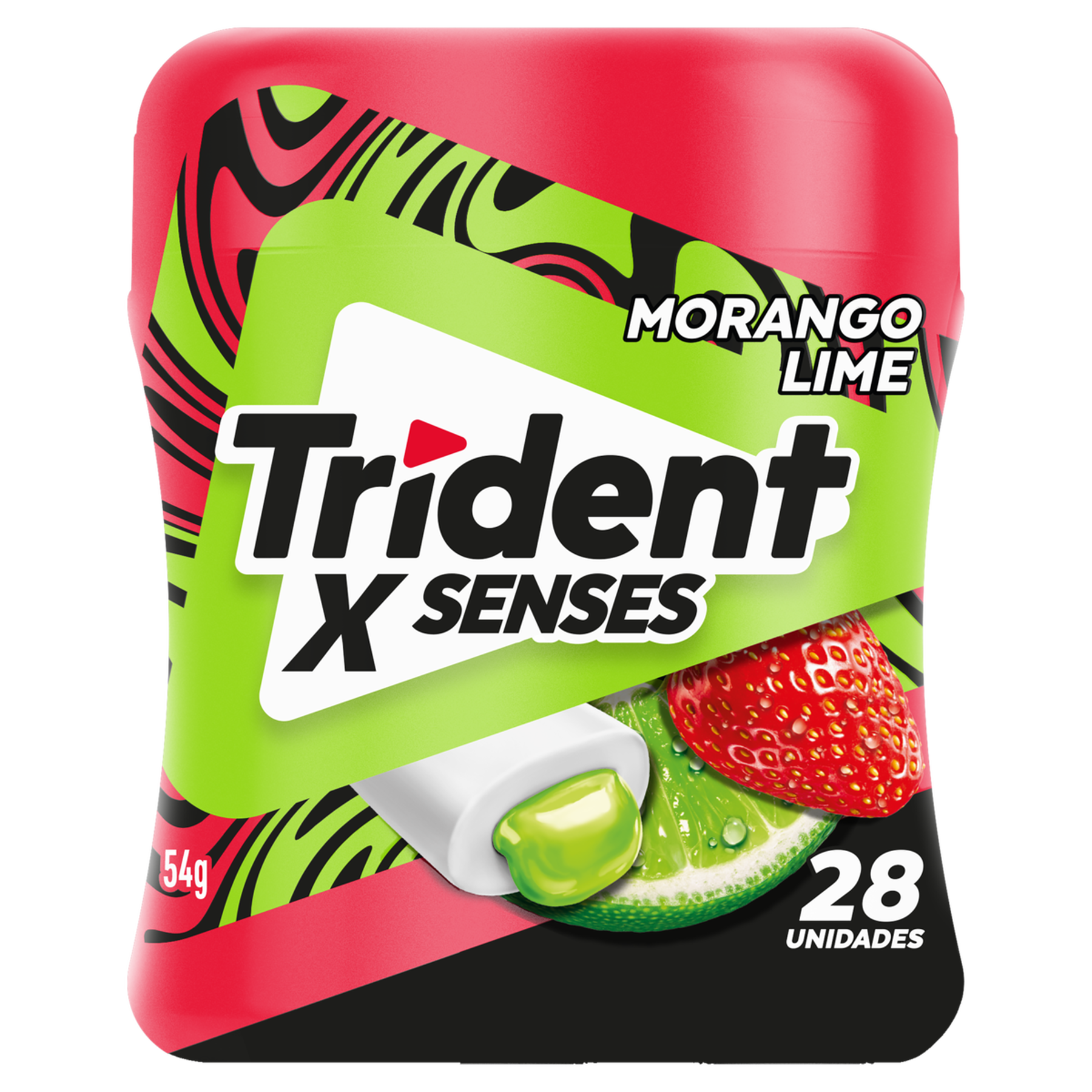 Goma de Mascar XSenses Morango Lime Trident Garrafa 54g