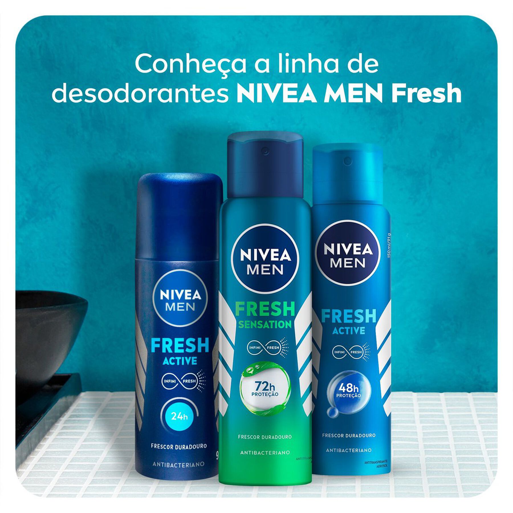 Antitranspirante Aerossol Antibacteriano Fresh Sensation Nivea Men 150ml