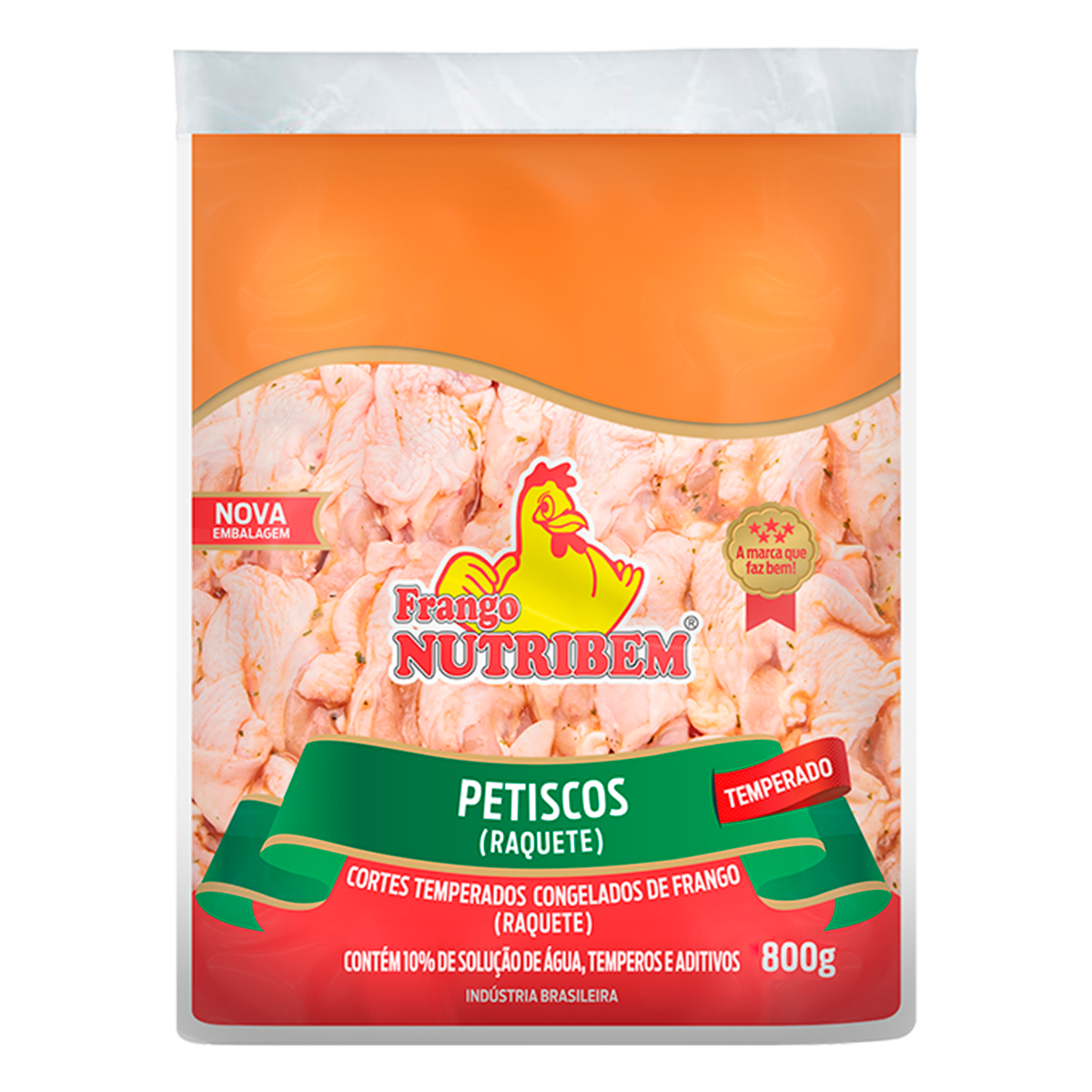Petiscos (Raquete) de Frango Temperado Congelados Nutribem 800g