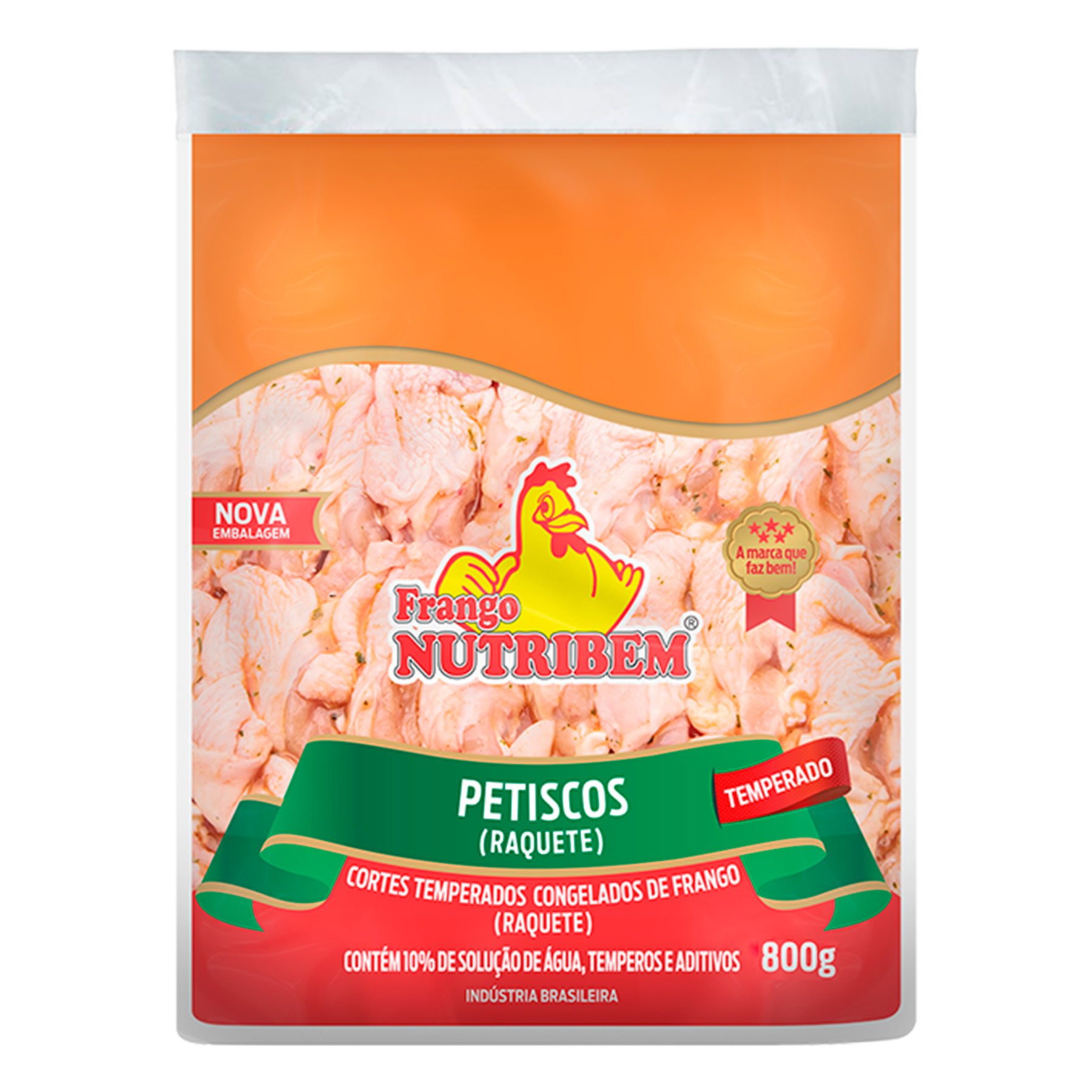 Petiscos (Raquete) de Frango Temperado Congelados Nutribem 800g