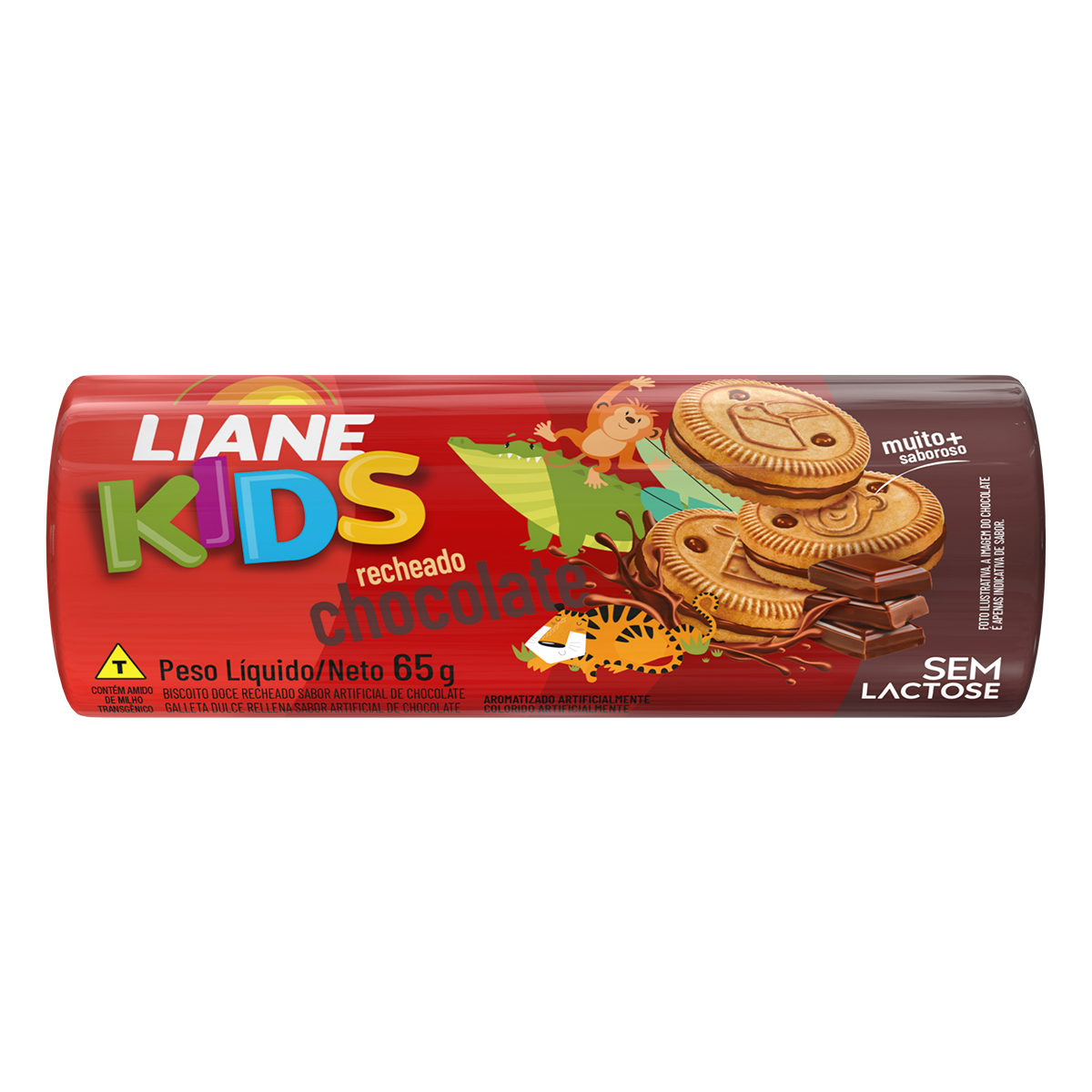 Biscoito Recheado Chocolate Liane Kids Pacote 115g