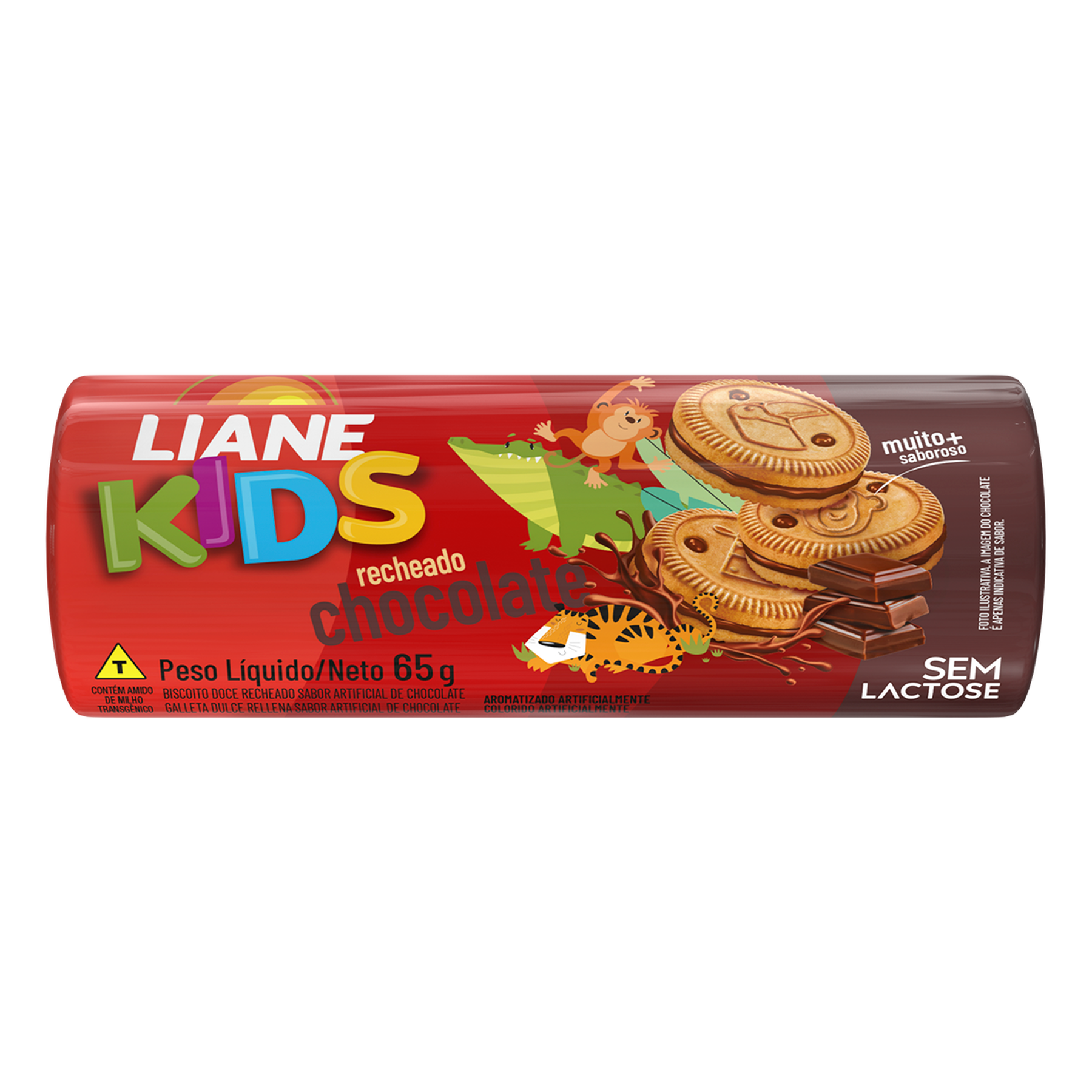 Biscoito Recheado Chocolate Liane Kids Pacote 115g