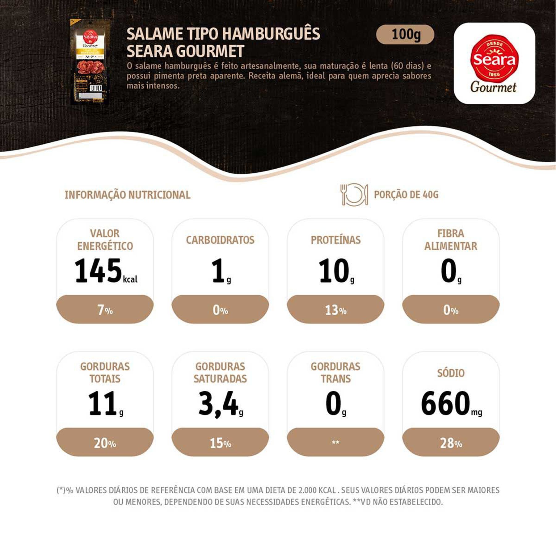 Salame tipo hamburguês fatiado Seara Gourmet 100g