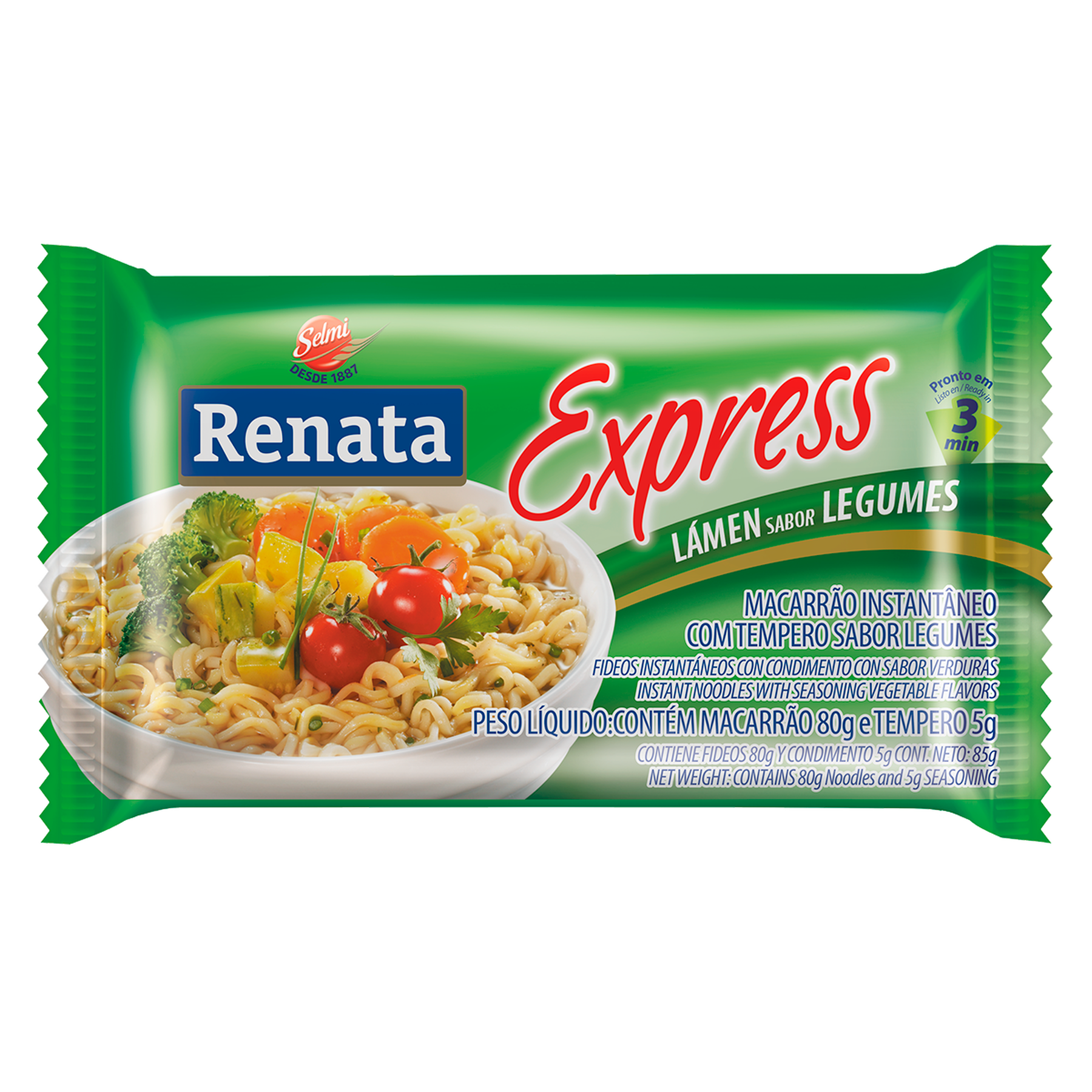 Macarr&atilde;o Instant&acirc;neo L&aacute;men Legumes Renata Express Pacote 85g