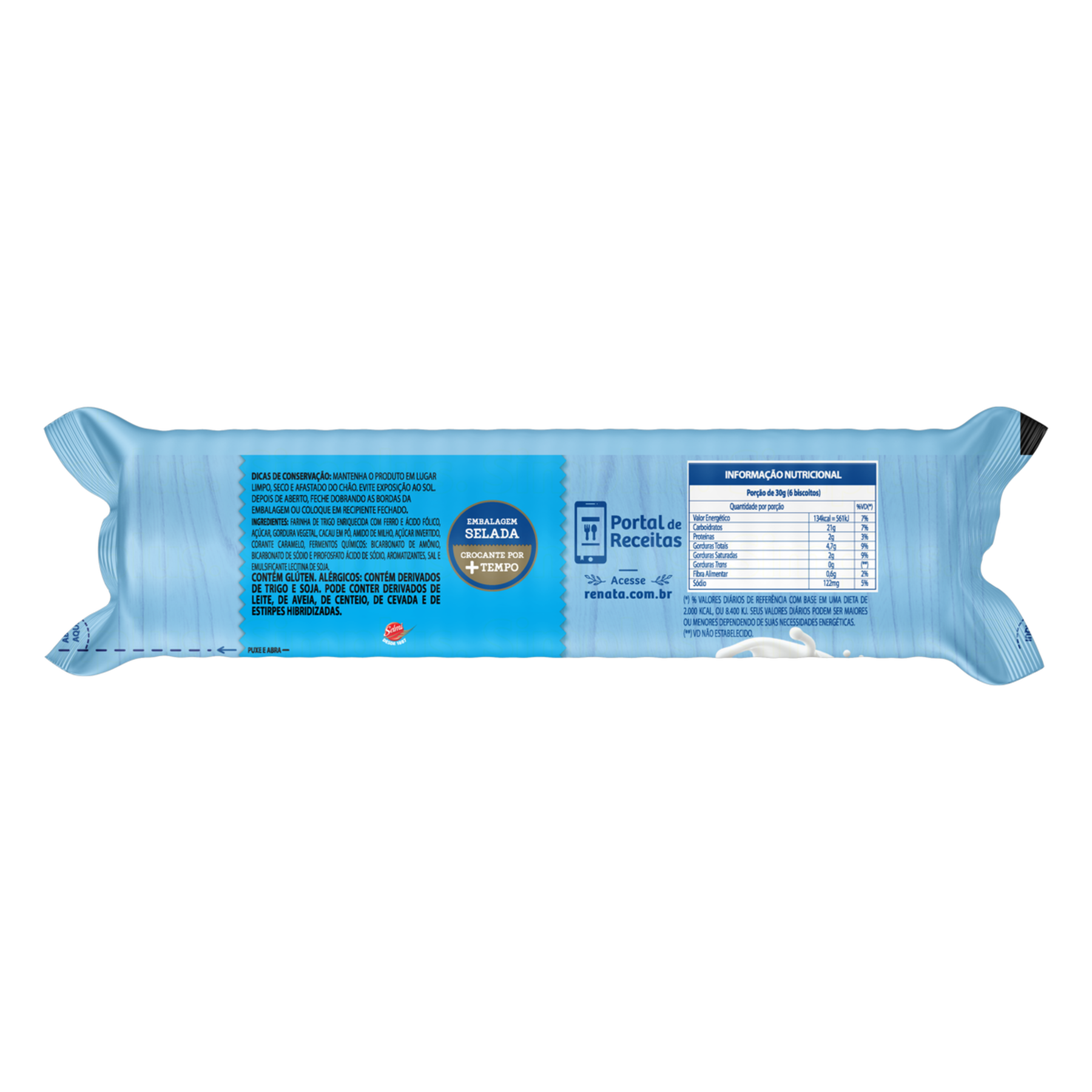 Biscoito Chocolate Recheio Baunilha Renata Twitter Pacote 112g&nbsp;