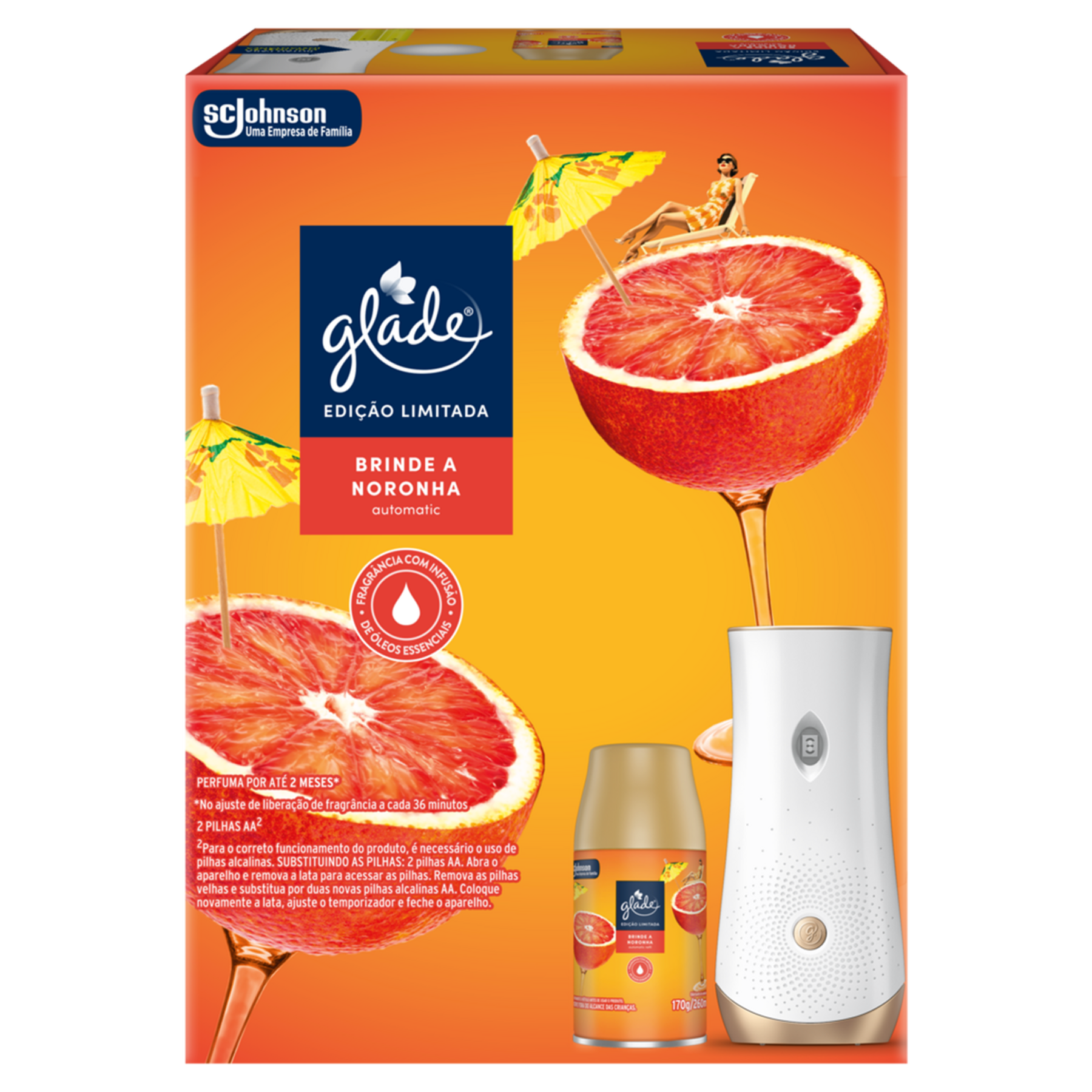 Aparelho e Odorizador de Ambiente Brinde a Noronha Glade Automatic Caixa 260ml Spray Refil