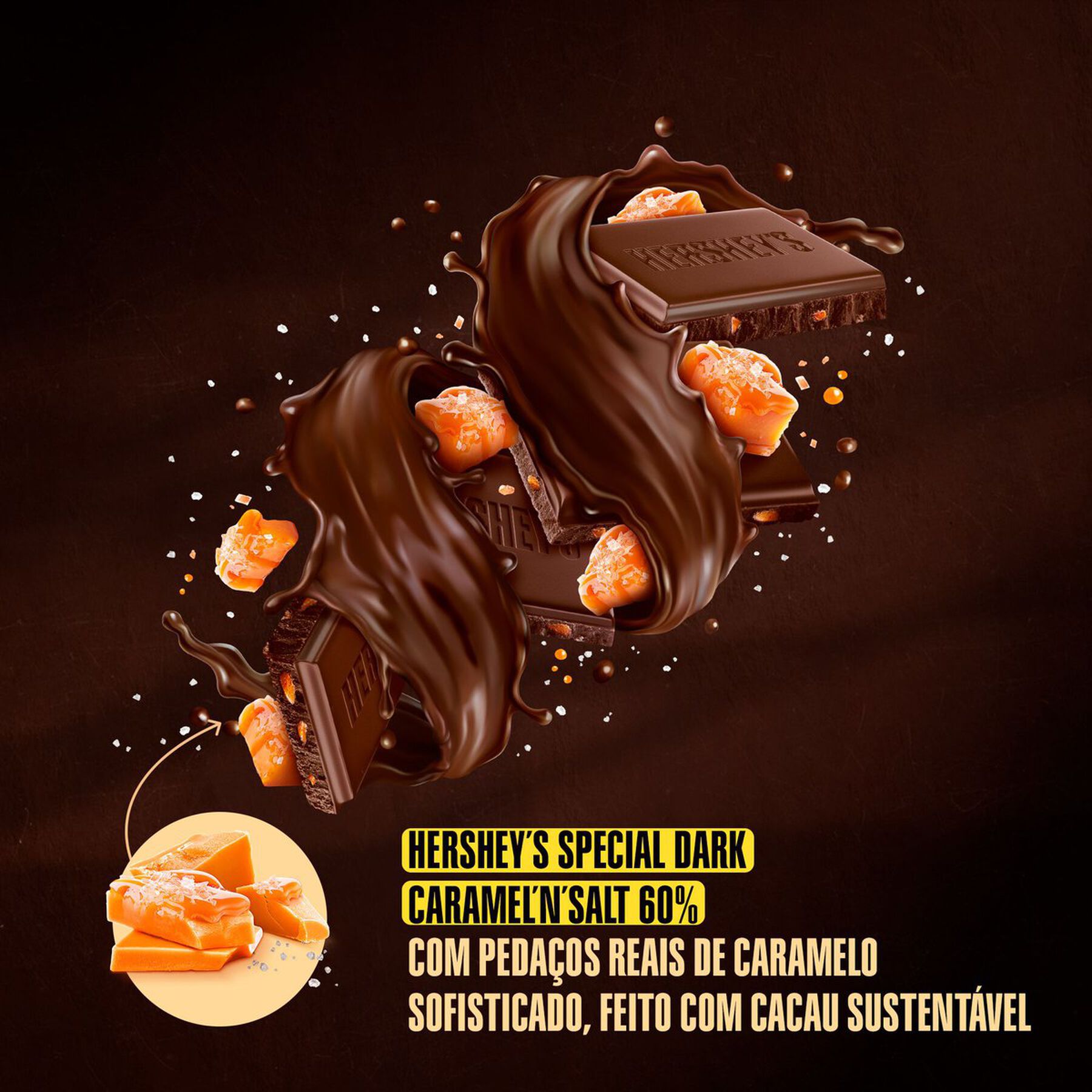 Chocolate Amargo 60% Cacau Caramel n Salt Hersheys Special Dark Pacote 85g