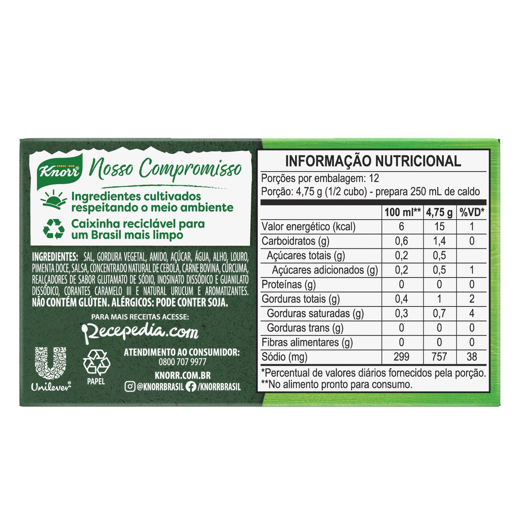 Caldo em Tablete Carne Knorr Caixa 57g 6 Unidades