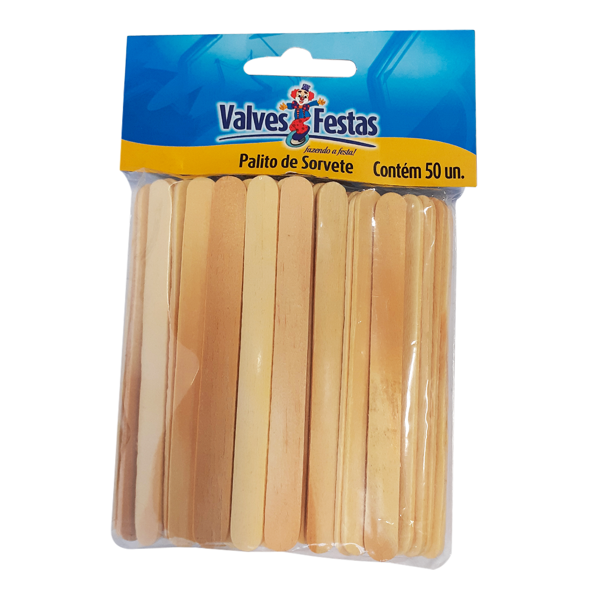 Palito de Sorvete Madeira Valves Festas C/50 Unidades