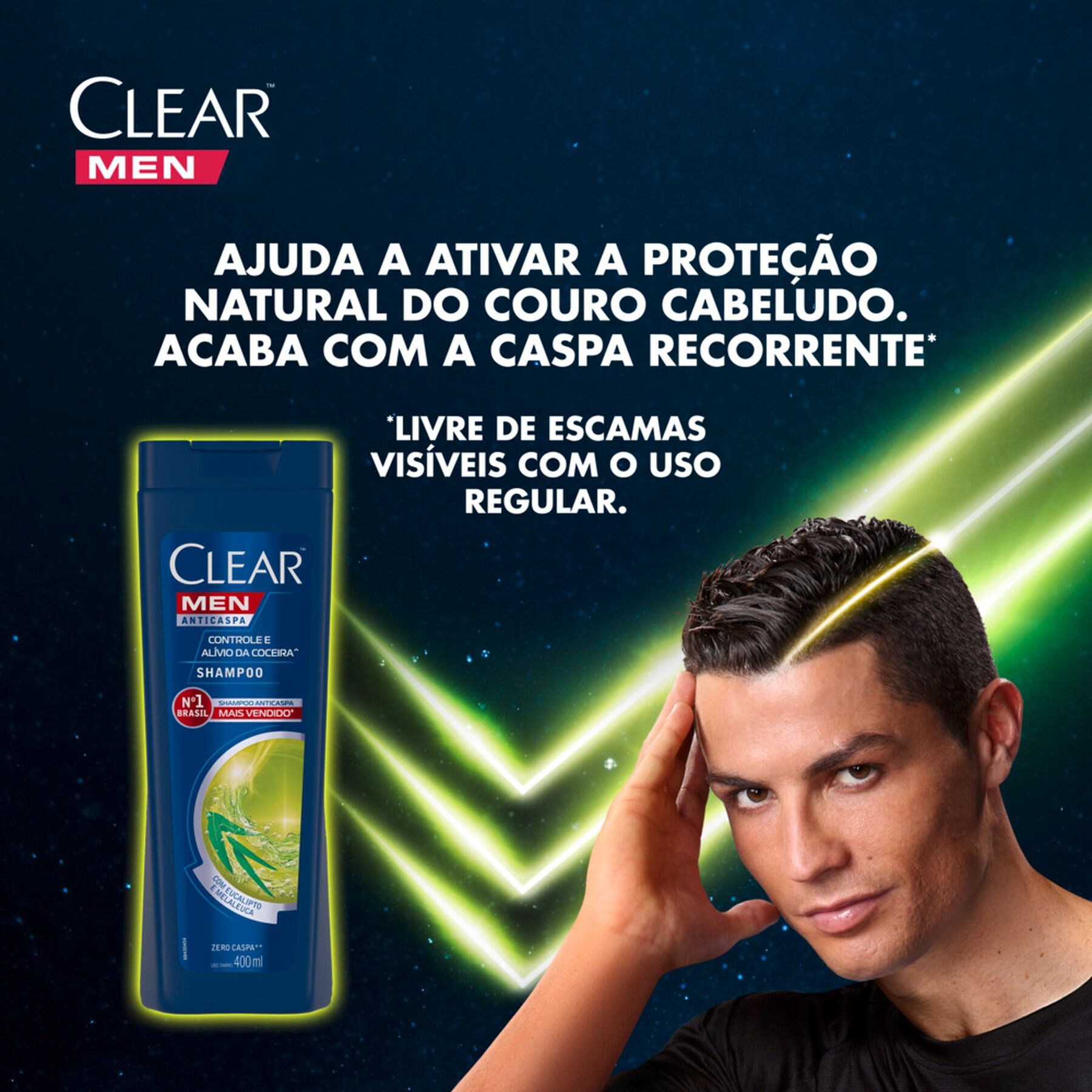 Shampoo Anticaspa Clear Men Controle e Al&iacute;vio da Coceira Frasco 400ml