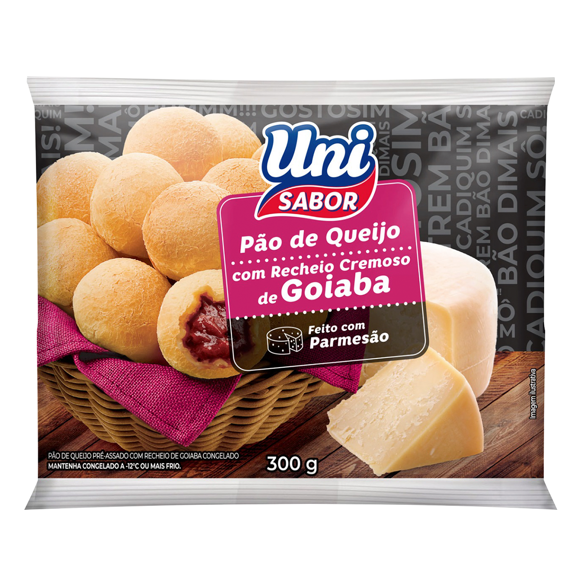 P&atilde;o de Queijo Recheado de Goiabada Uni Sabor Pacote 300g