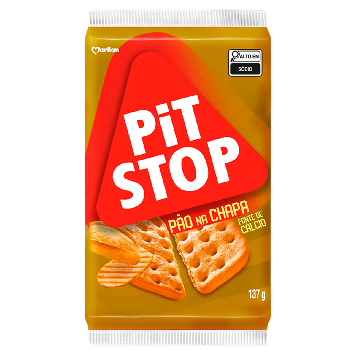 Biscoito P&atilde;o na Chapa Pit Stop Marilan Pacote 137g C/6 Unidades