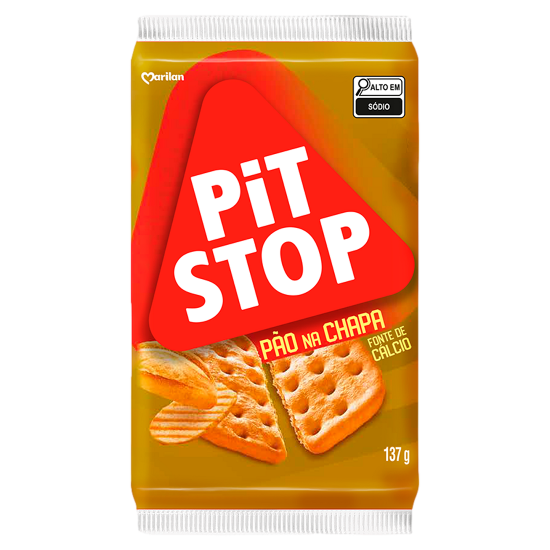 Biscoito P&atilde;o na Chapa Pit Stop Marilan Pacote 137g C/6 Unidades