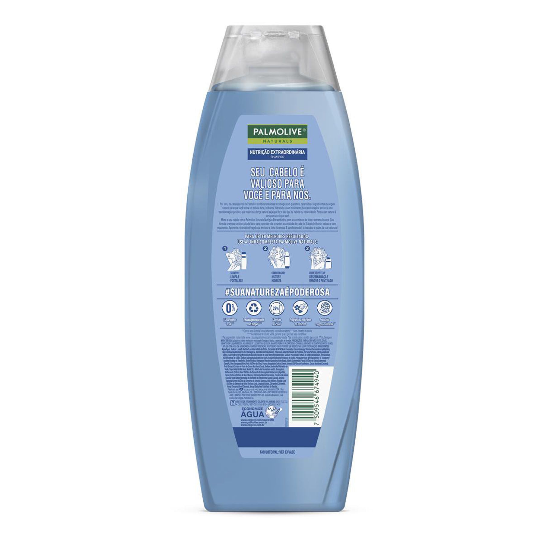 Shampoo Nutri&ccedil;&atilde;o Extraordin&aacute;ria Palmolive Naturals Frasco 650ml - Embalagem Tamanho Fam&iacute;lia