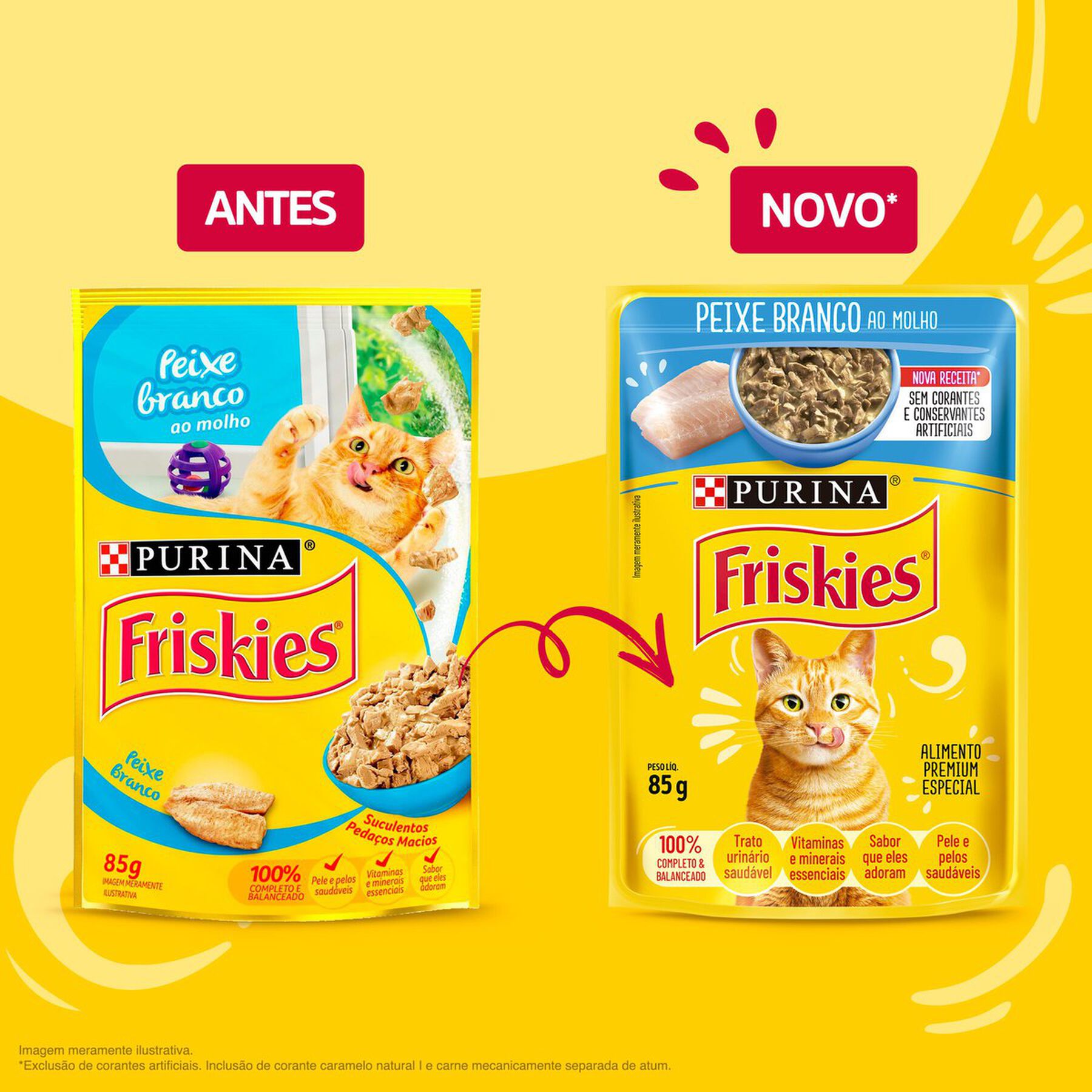 Alimento para Gatos Peixe Branco ao Molho Purina Friskies Sachê 85g