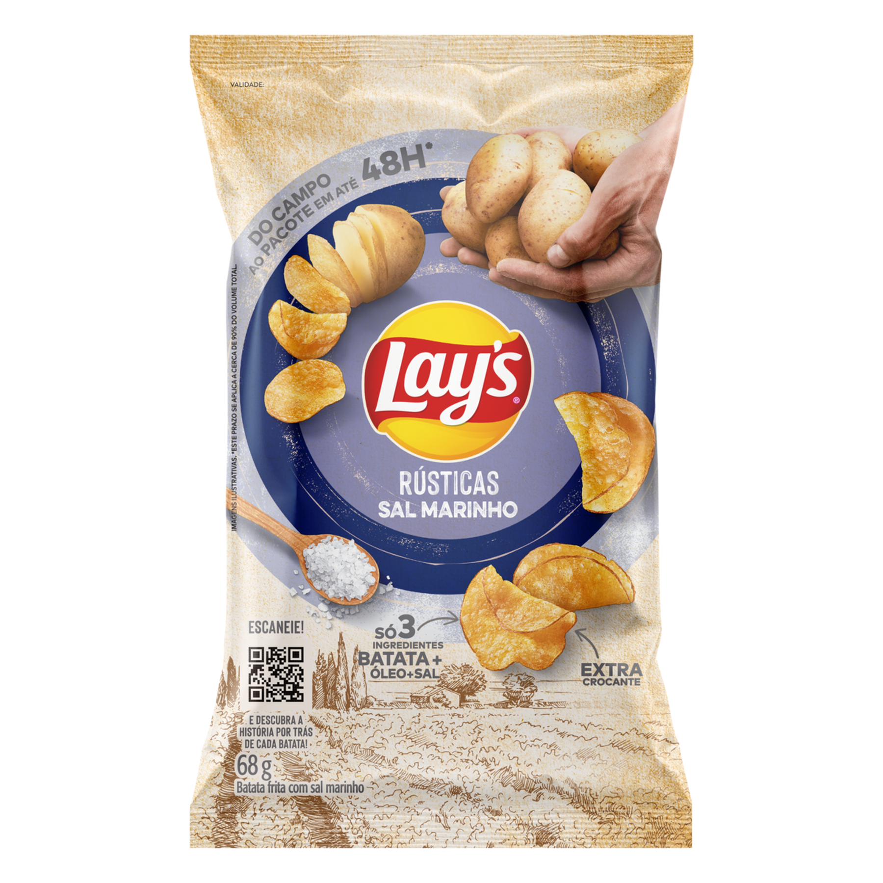Batata Frita R&uacute;stica Sal Marinho Lay's Pacote 68g