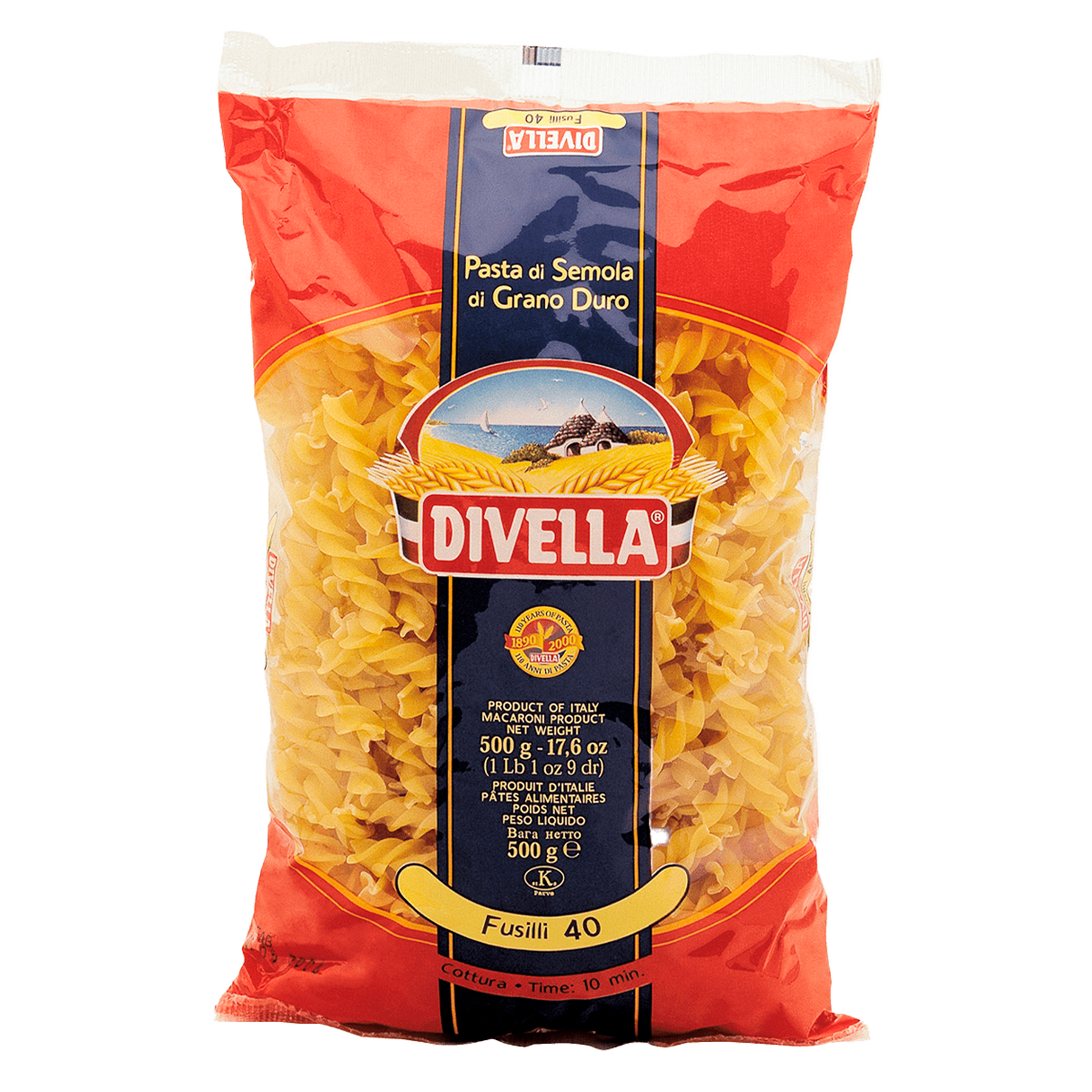 Macarr&atilde;o de S&ecirc;mola Grano Duro Fusilli 40 Divella Pacote 500g