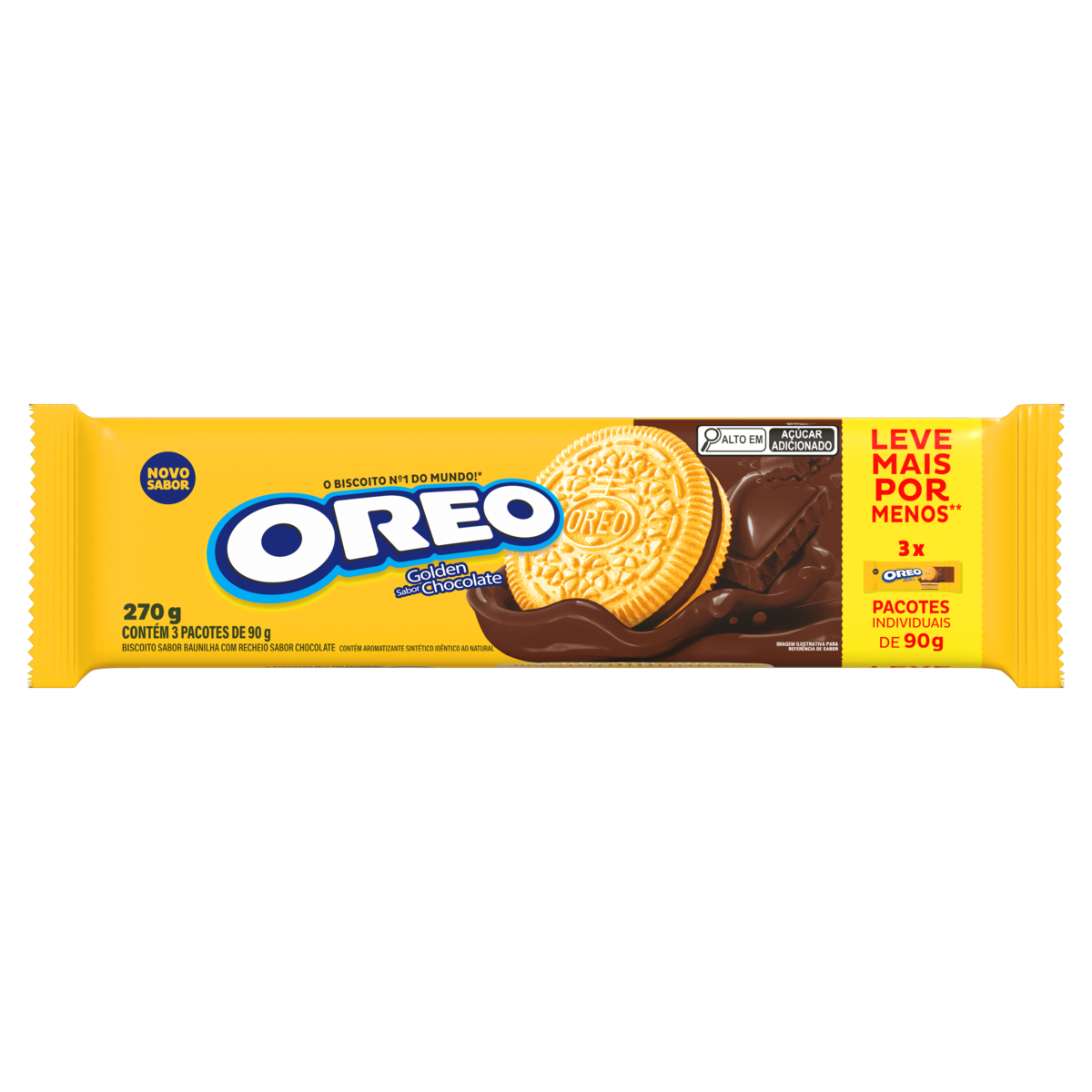 Biscoito Baunilha Recheio Chocolate Oreo Golden Pacote 270g Embalagem Leve Mais Pague Menos