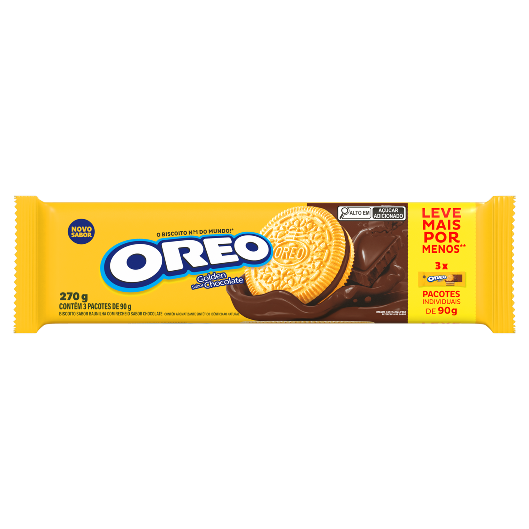 Biscoito Baunilha Recheio Chocolate Oreo Golden Pacote 270g Embalagem Leve Mais Pague Menos