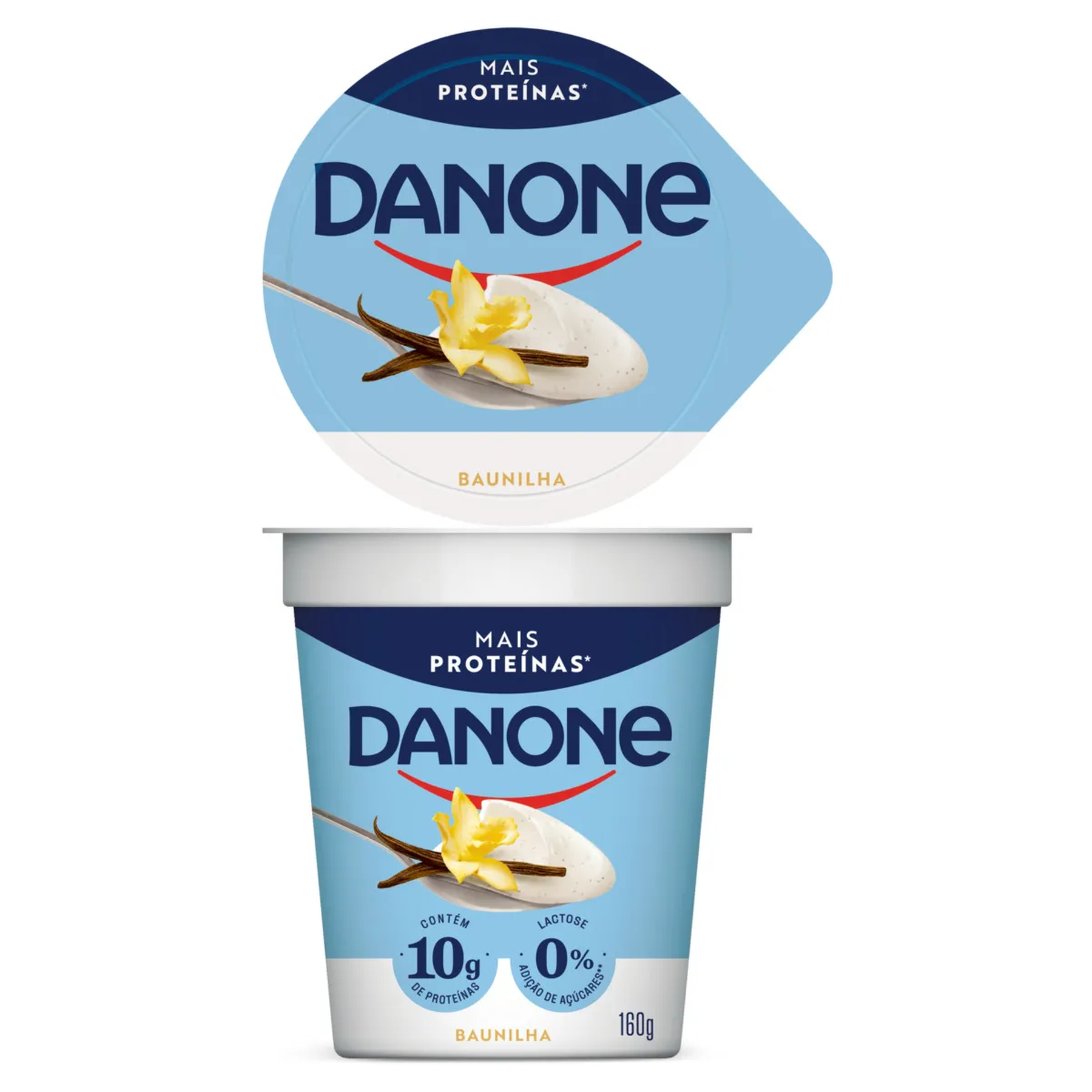 Iogurte Desnatado Baunilha Zero Lactose Danone Mais Prote&iacute;nas Copo 160g