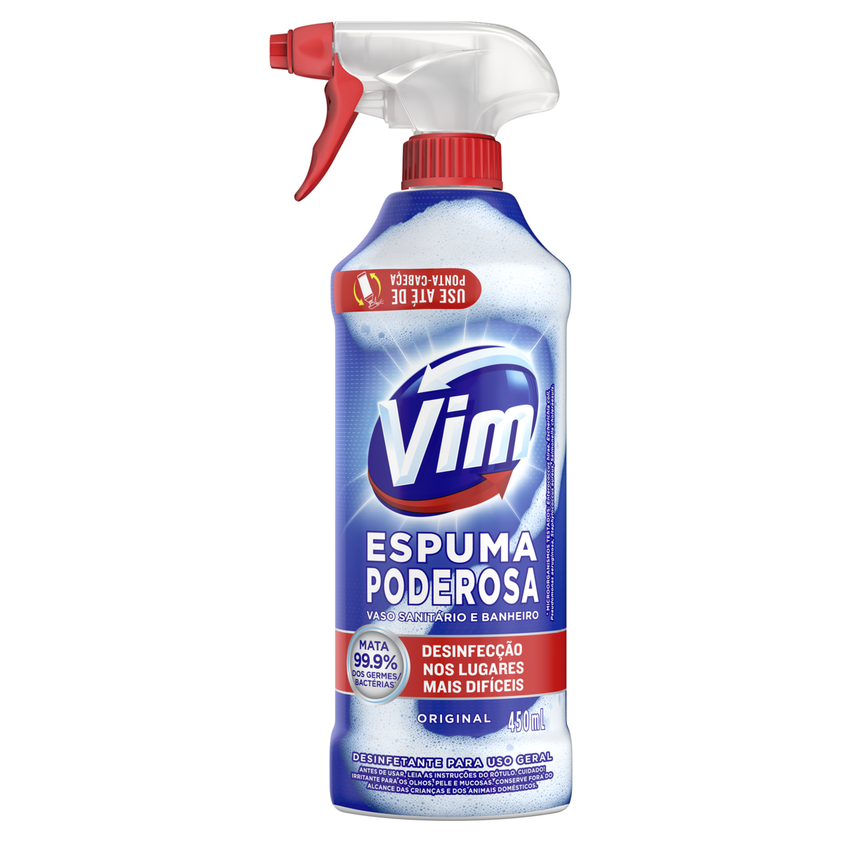 Desinfetante Uso Geral Original Espuma Poderosa Vim Frasco 450ml Borrifador