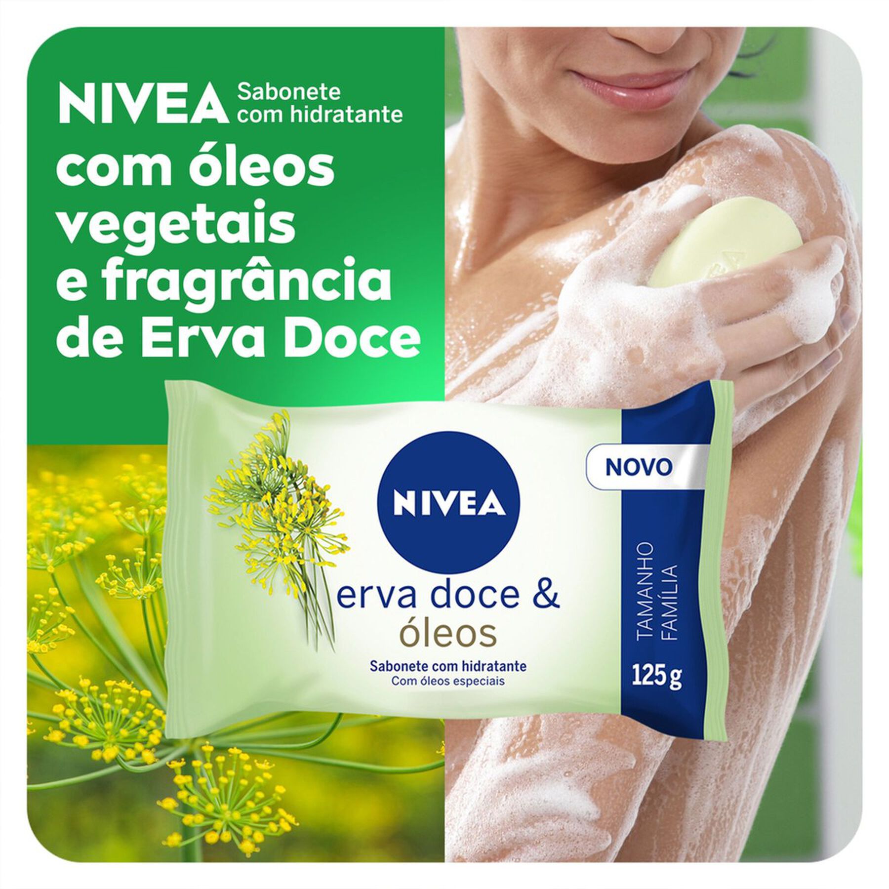 Sabonete em Barra Hidratante Erva-Doce & Óleos Nivea Pacote 125g