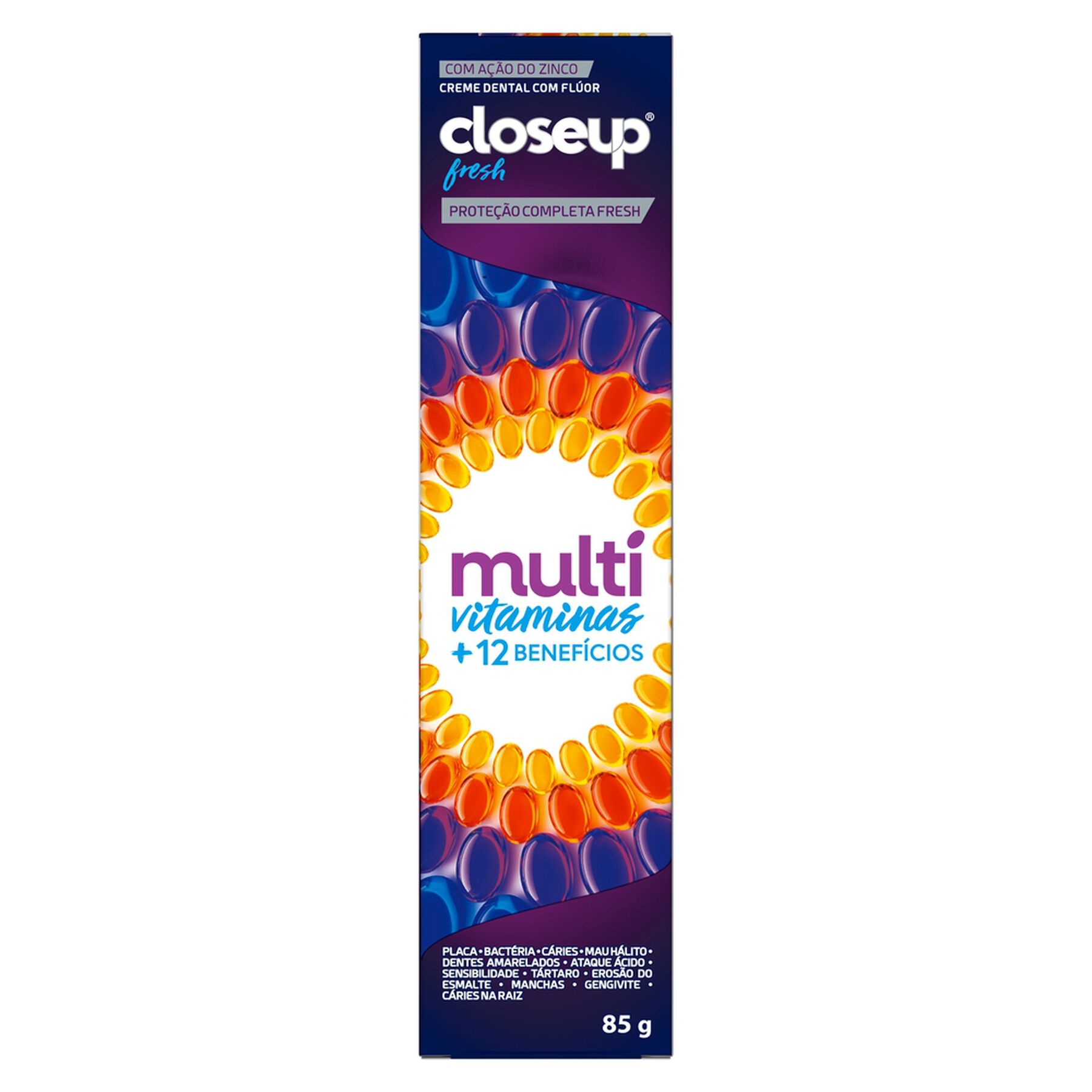 Creme Dental Proteção Fresh Closeup Multivitaminas + 12 Benefícios Caixa 85g