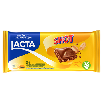 Chocolate ao Leite com Amendoim Shot Lacta Pacote 80g