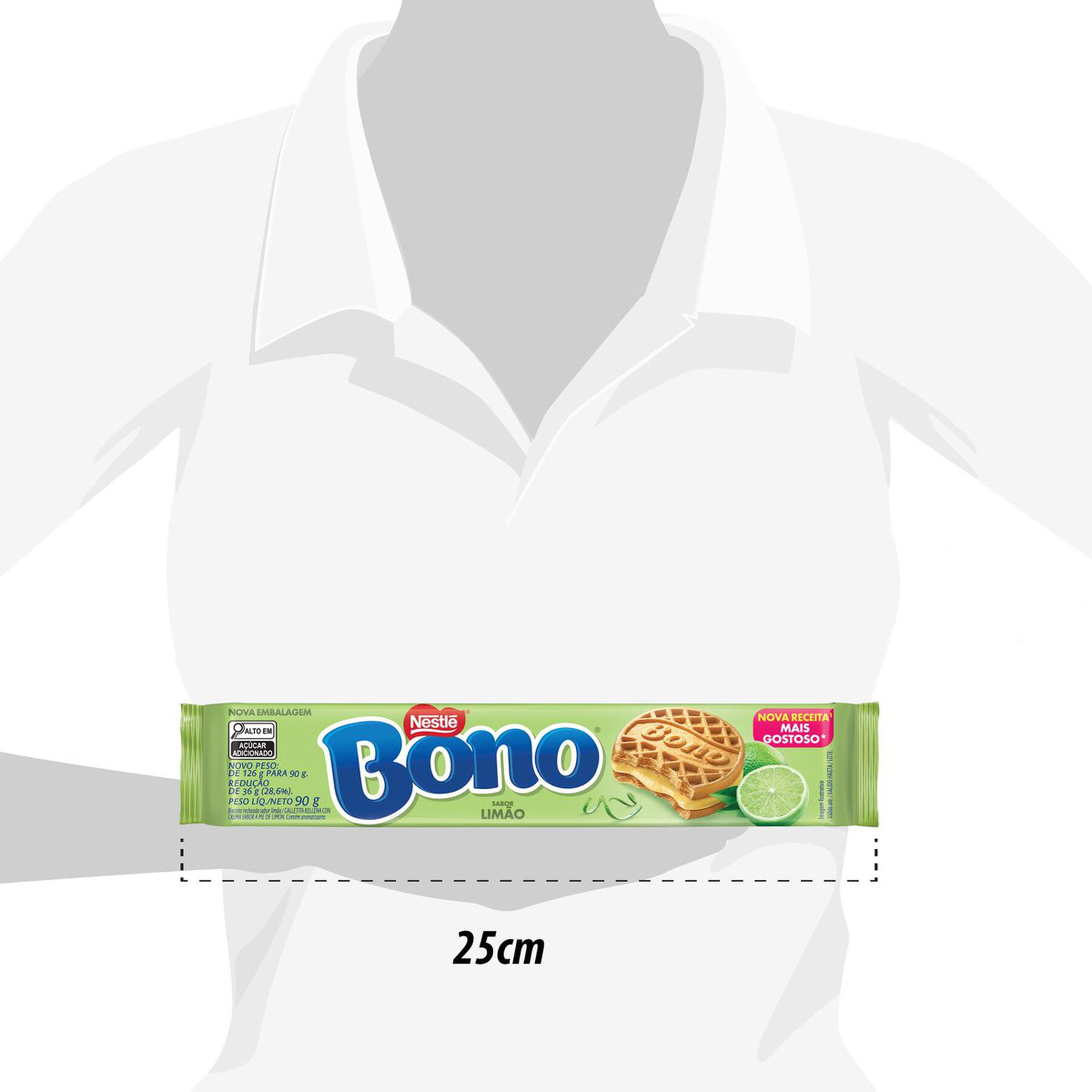 Biscoito Recheio Limão Bono Nestlé Pacote 90g